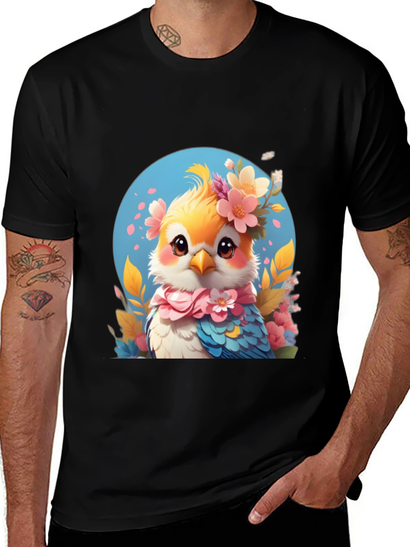 Variant 17 of Bird with Floral Crown Graphic Tee