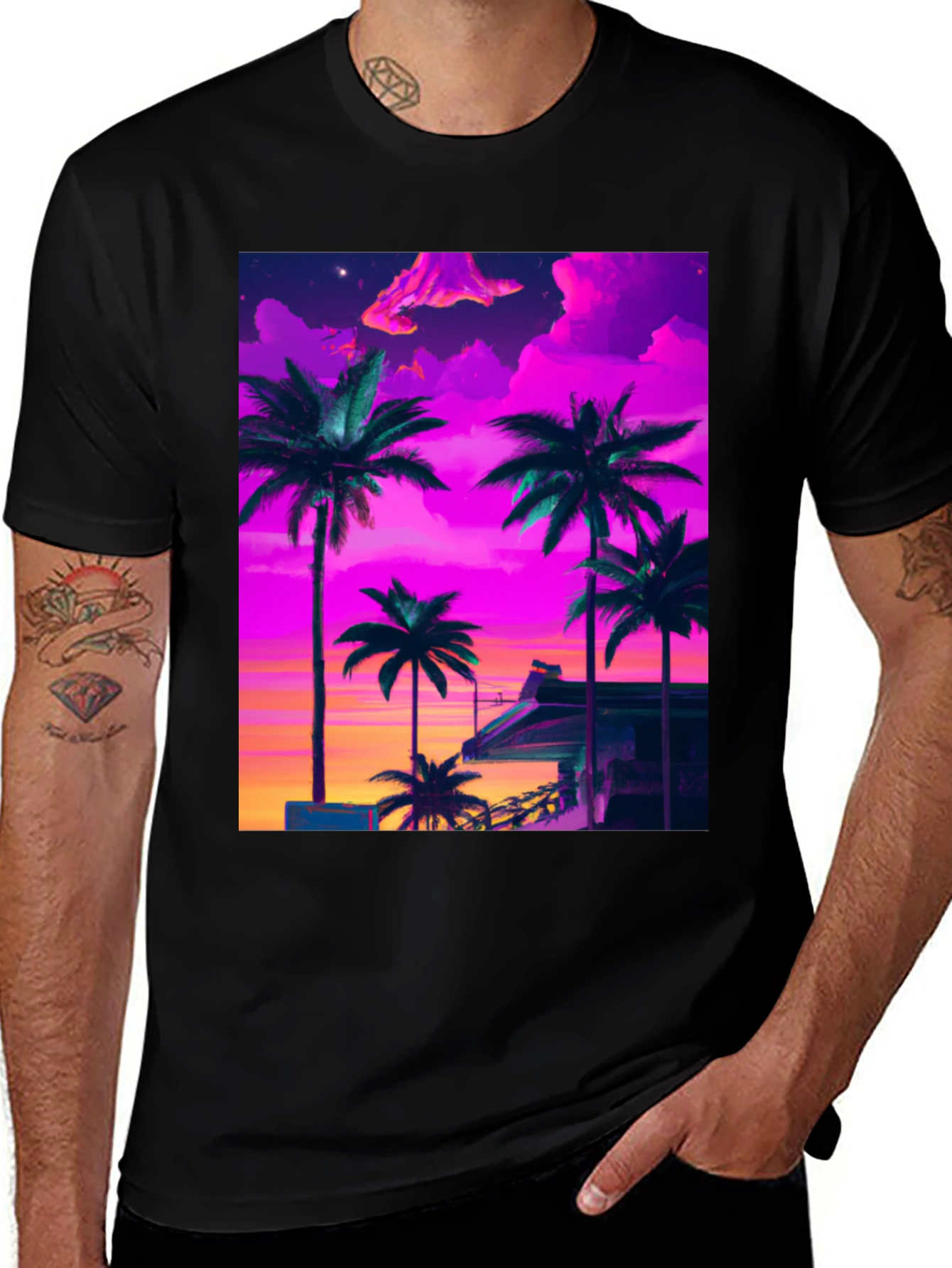 Variant 11 of Vaporwave Palm Tree Graphic Tee
