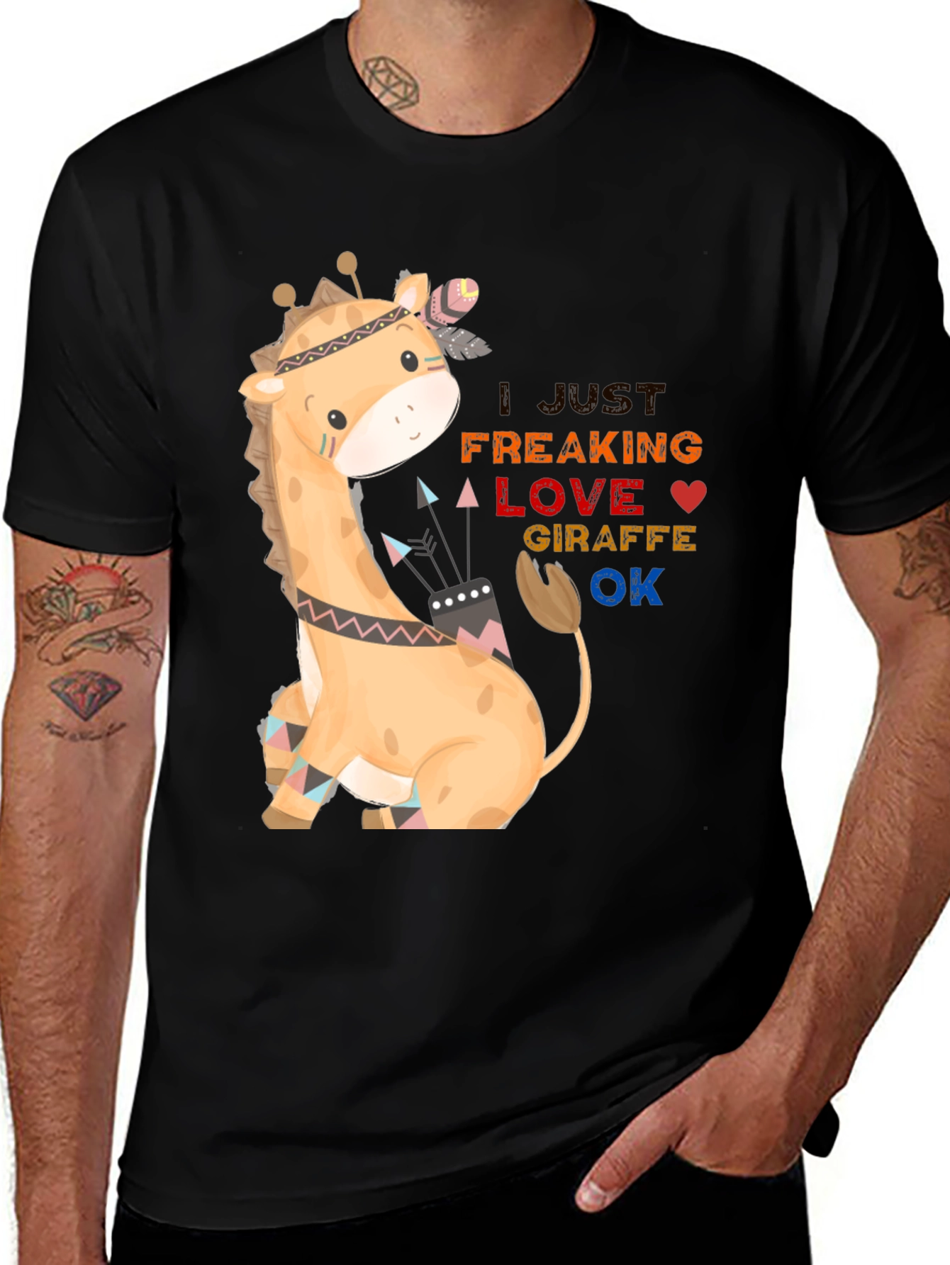 Variant 14 of Cute Giraffe Lover T-Shirt - Freaking Love Giraffes!