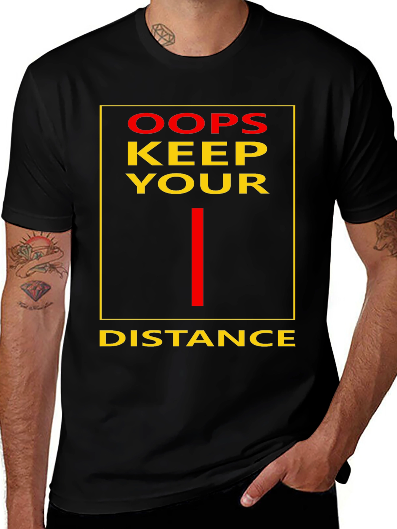 Black Oops Keep Your Distance Graphic Tee main image