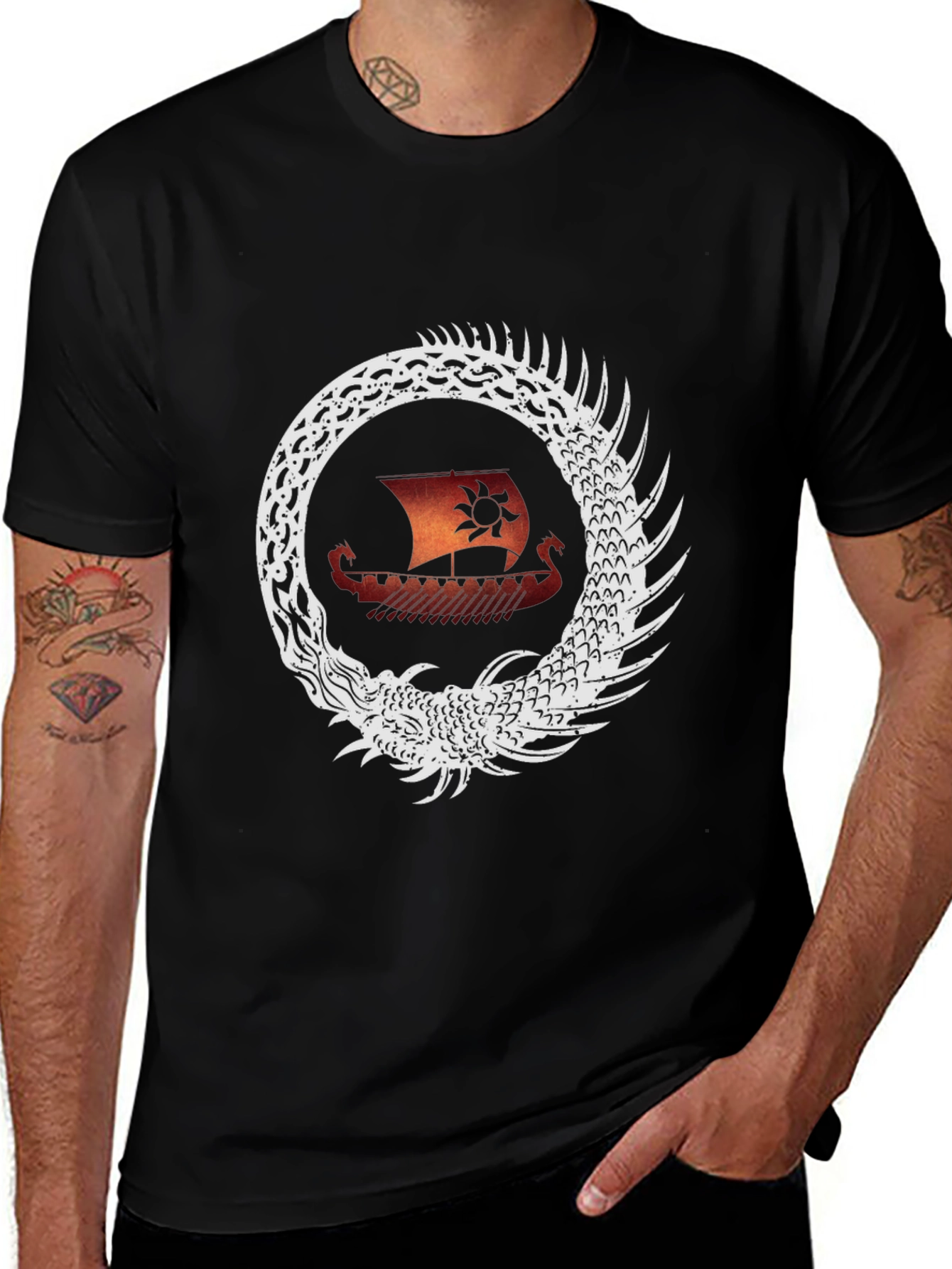 Variant 22 of Ouroboros Viking Ship Graphic T-Shirt
