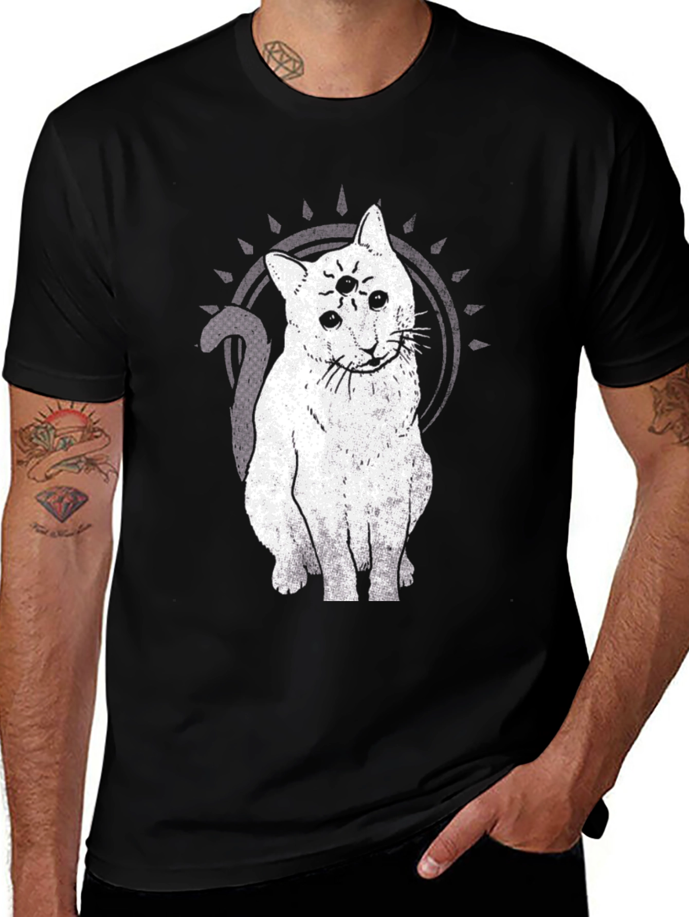 Variant 18 of Third Eye Cat Graphic Tee - Unisex Black T-Shirt
