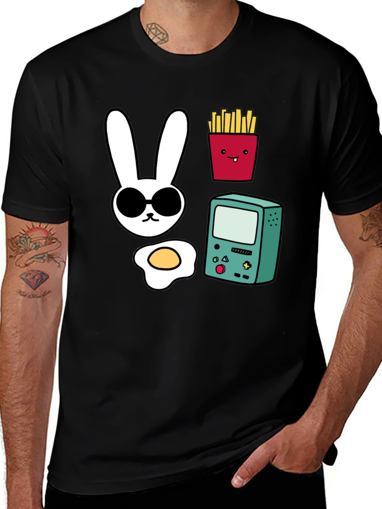 Variant 12 of Funny Graphic Tee - Bunny, Fries, Game, Egg