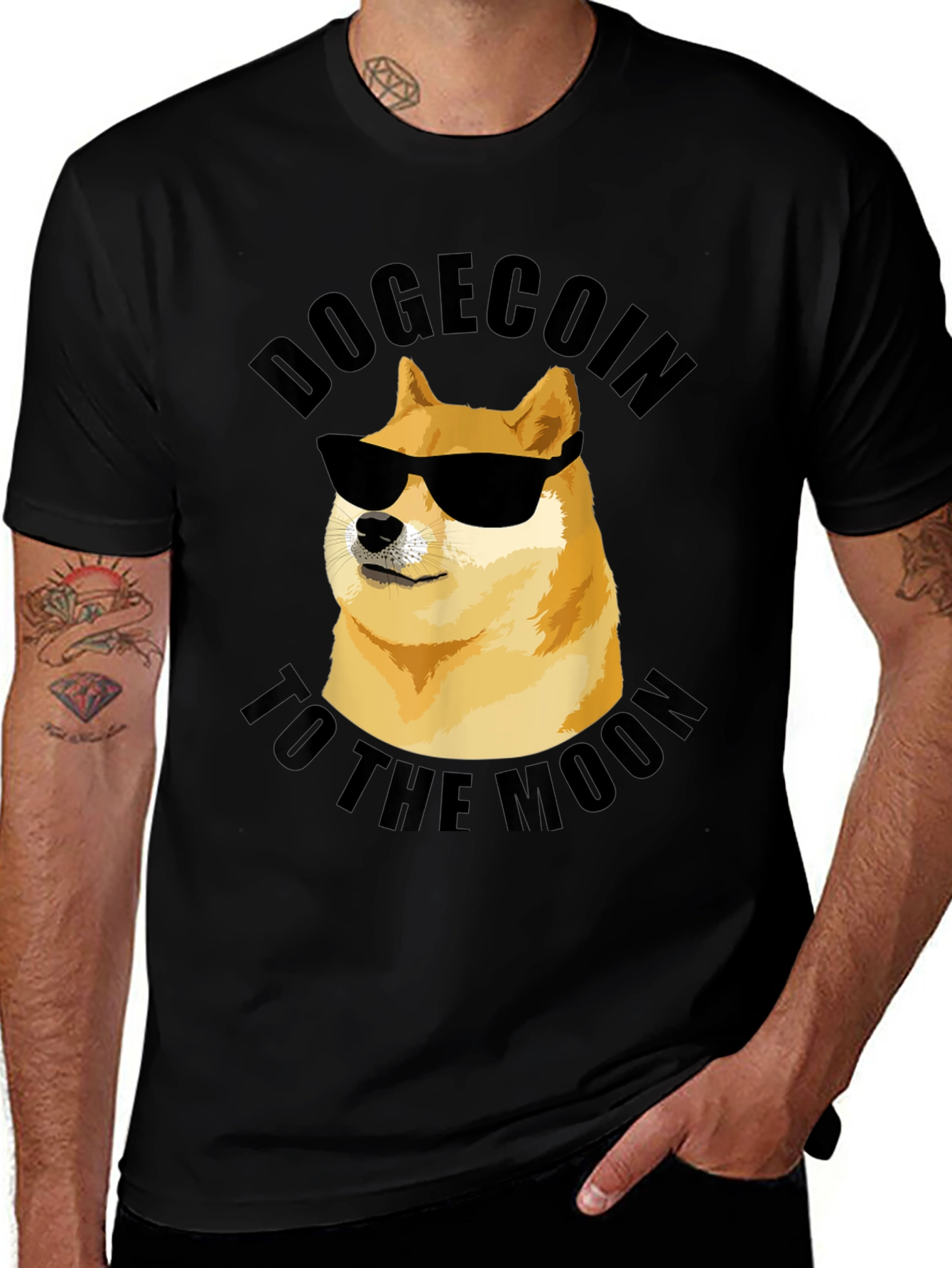 Dogecoin To The Moon Black T-Shirt