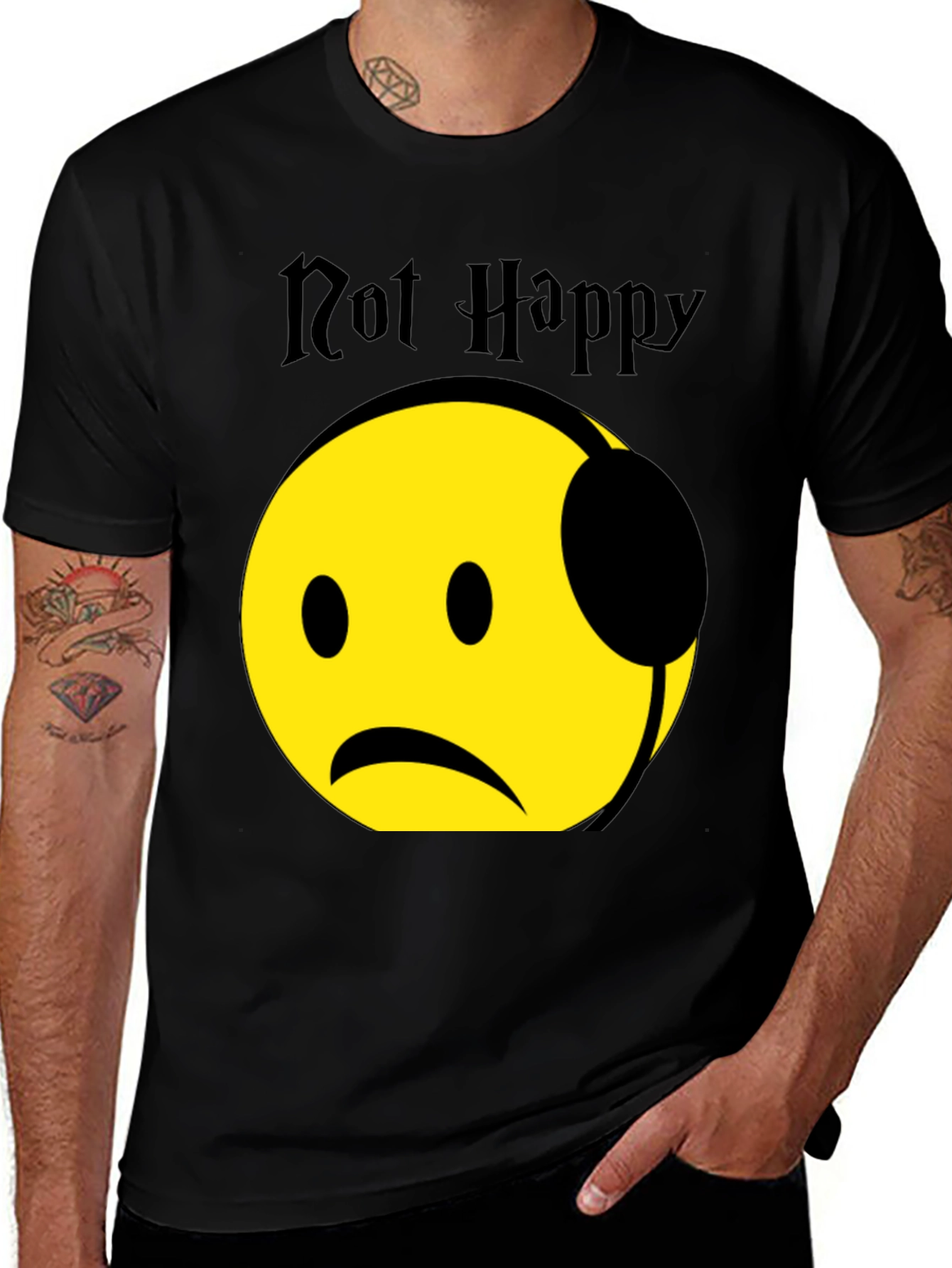 Variant 9 of Not Happy Emoji Graphic T-Shirt - Trendy Casual Wear