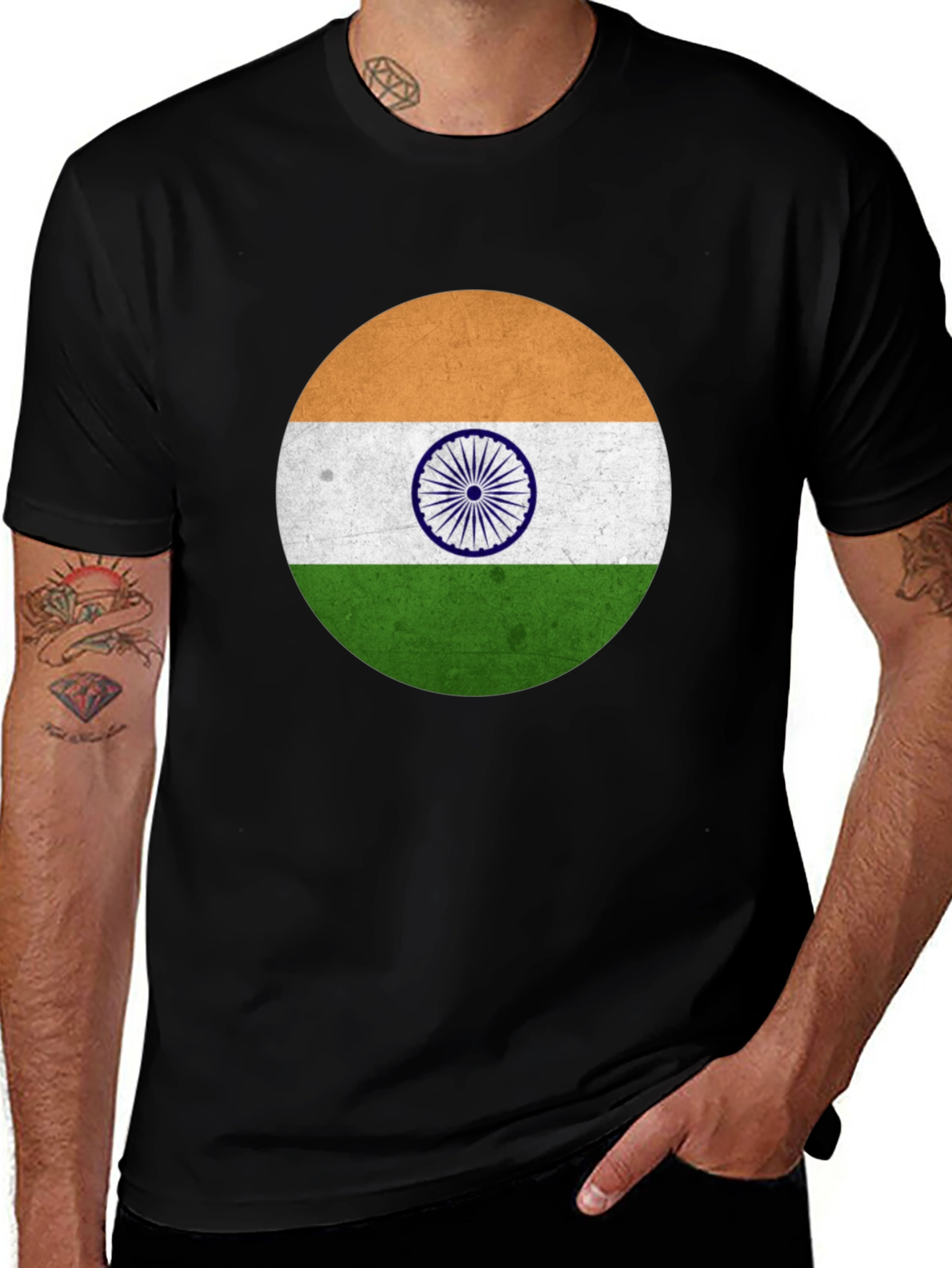 Variant 17 of India Flag Graphic T-Shirt - Black Cotton Blend