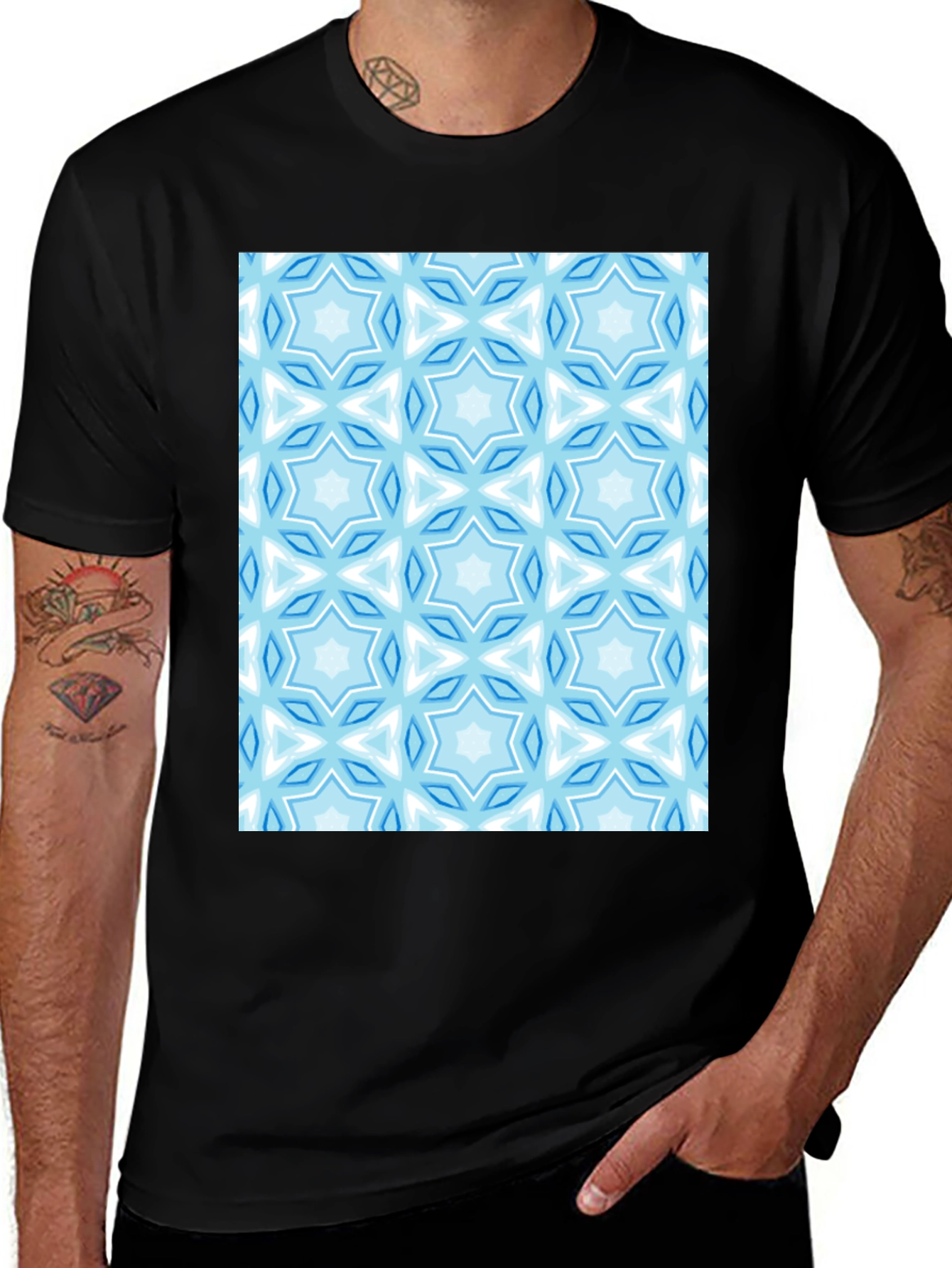 Variant 28 of Blue Star Pattern T-Shirt