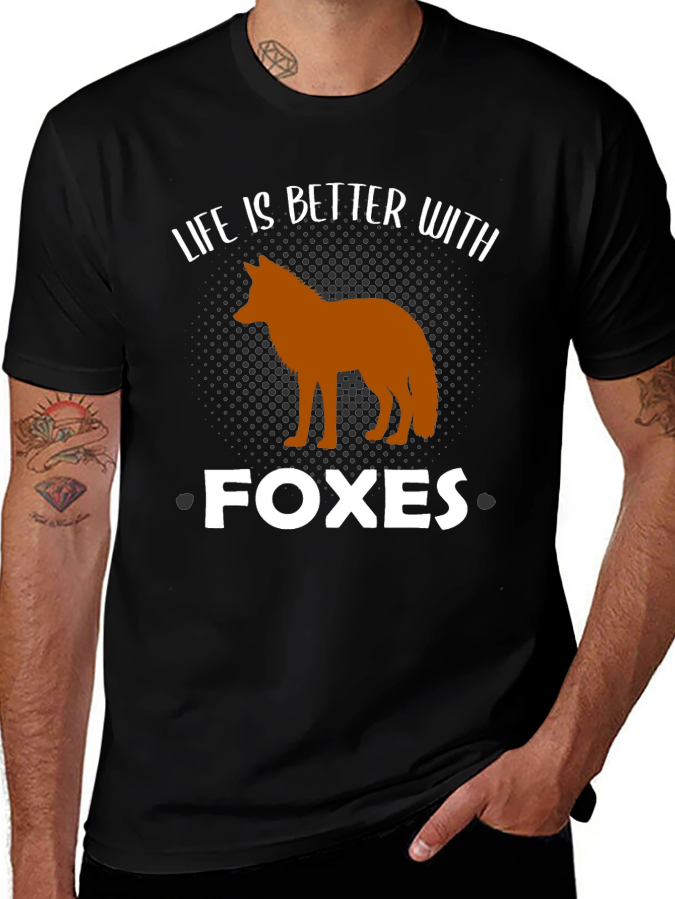 Variant 16 of Life is Better with Foxes Black T-Shirt