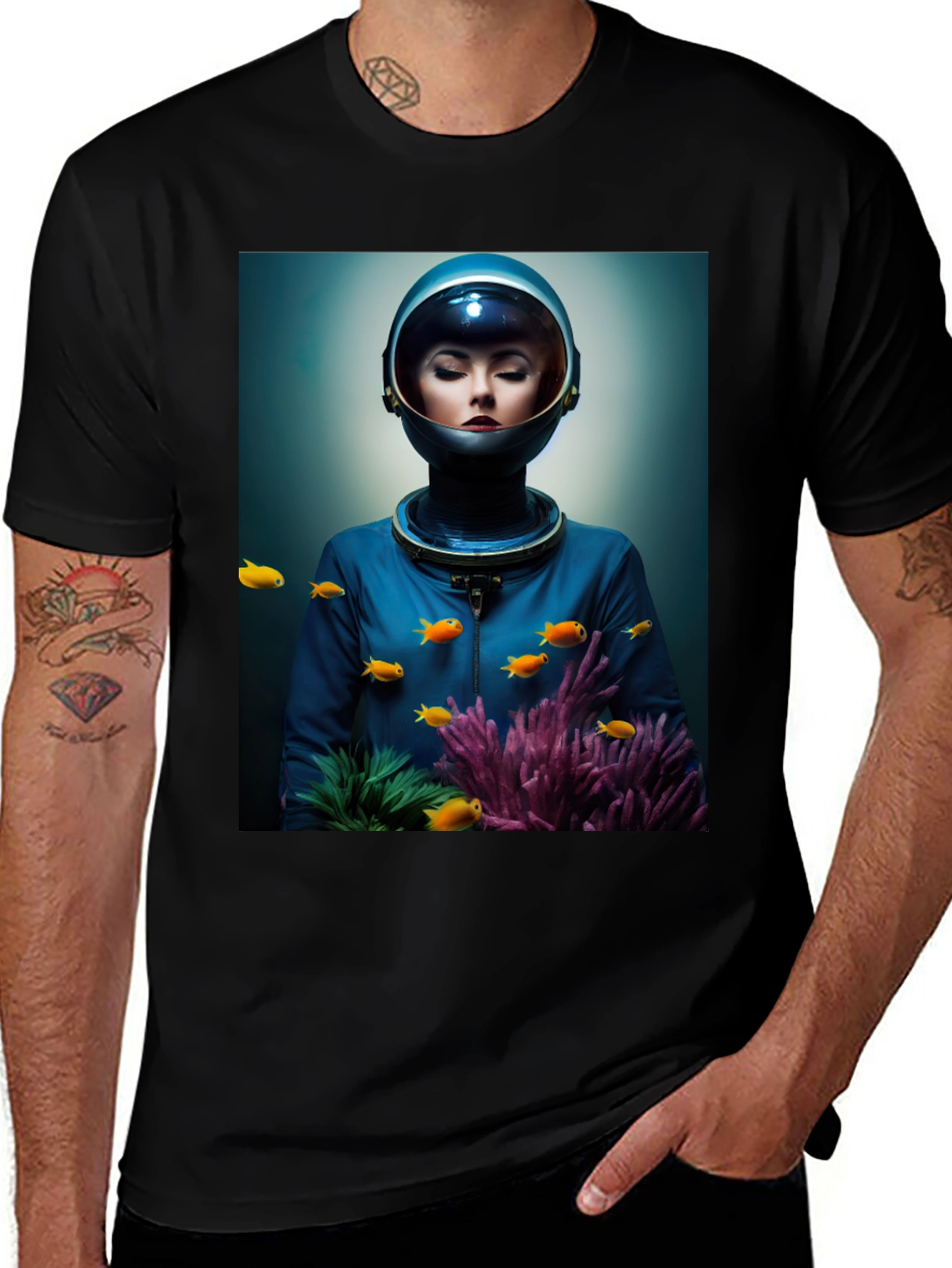 Variant 26 of Underwater Astronaut Graphic T-Shirt