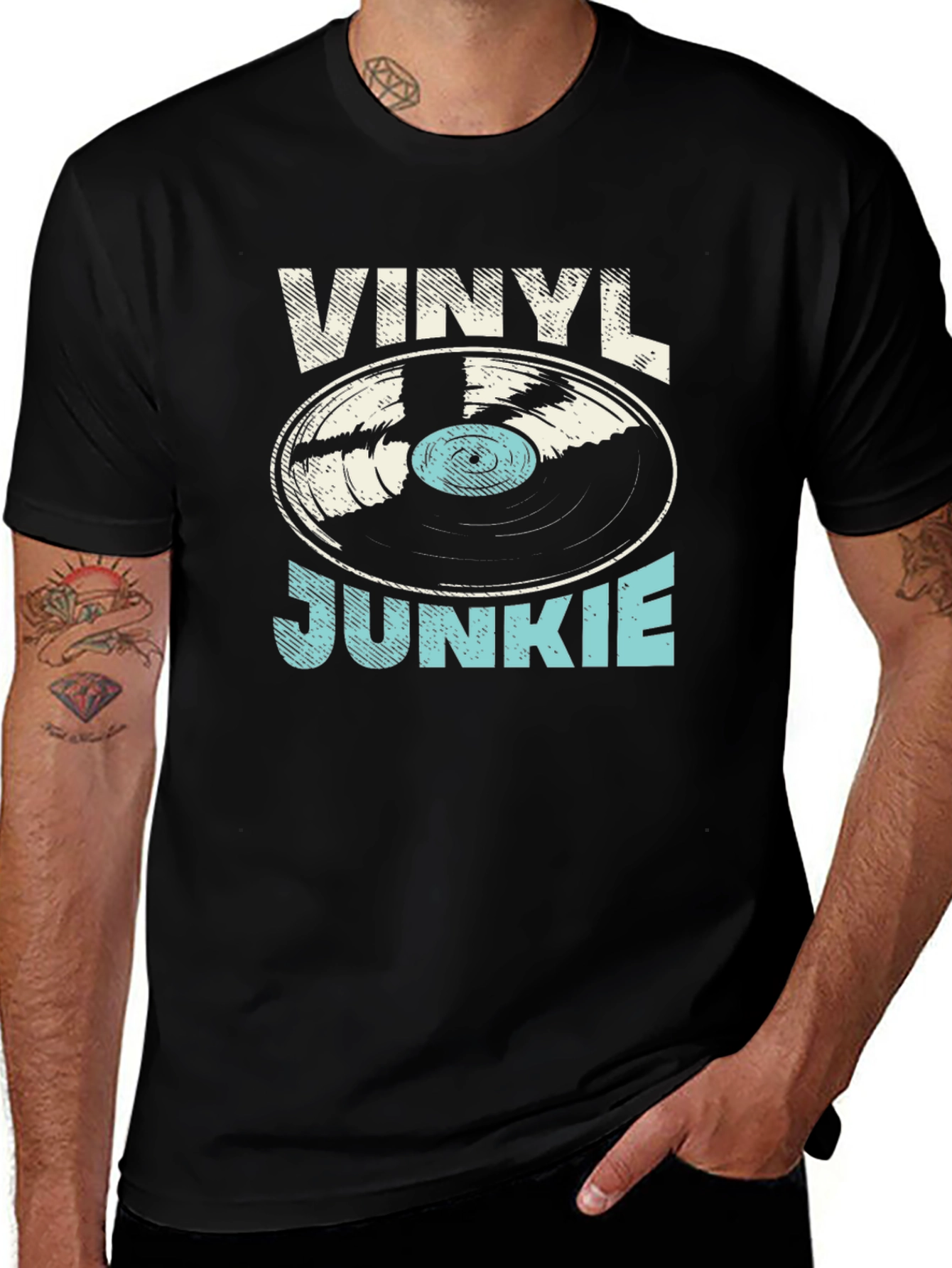Variant 27 of Vinyl Junkie T-Shirt - Retro Record Player Design