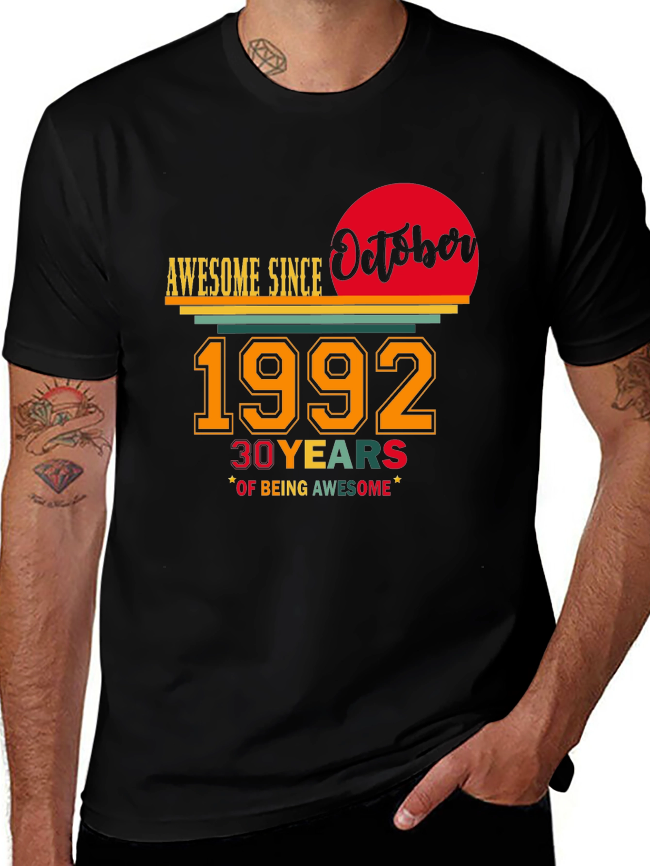Black Awesome Since October 1992 - 30th Birthday T-Shirt main image