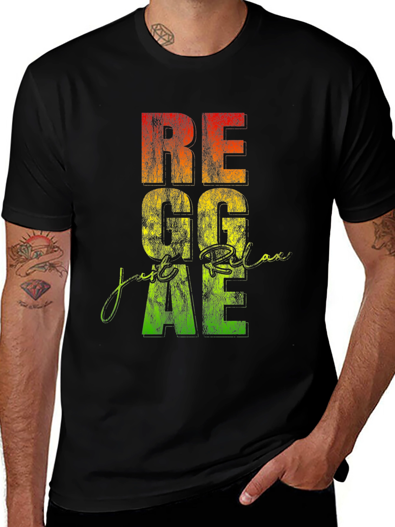 Variant 6 of Reggae Relax Graphic Print Black T-Shirt