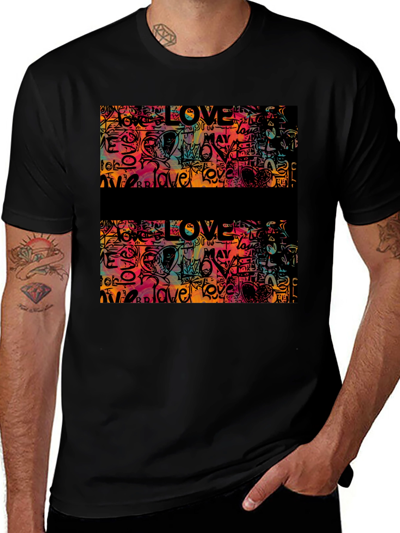 Variant 22 of Love Graffiti Graphic Tee - Men's Black T-Shirt