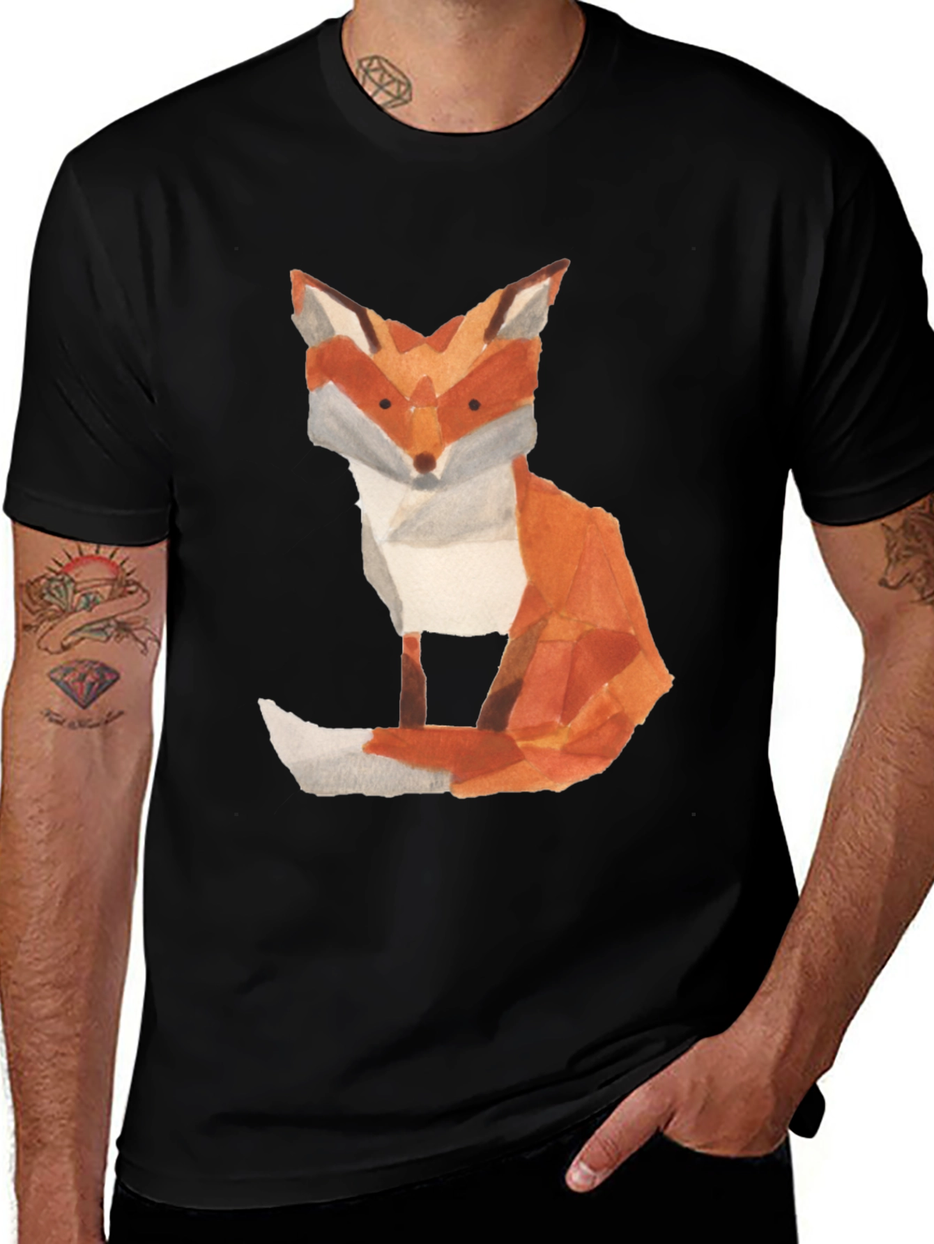 Variant 21 of Fox Graphic Tee - Artistic Watercolor Print