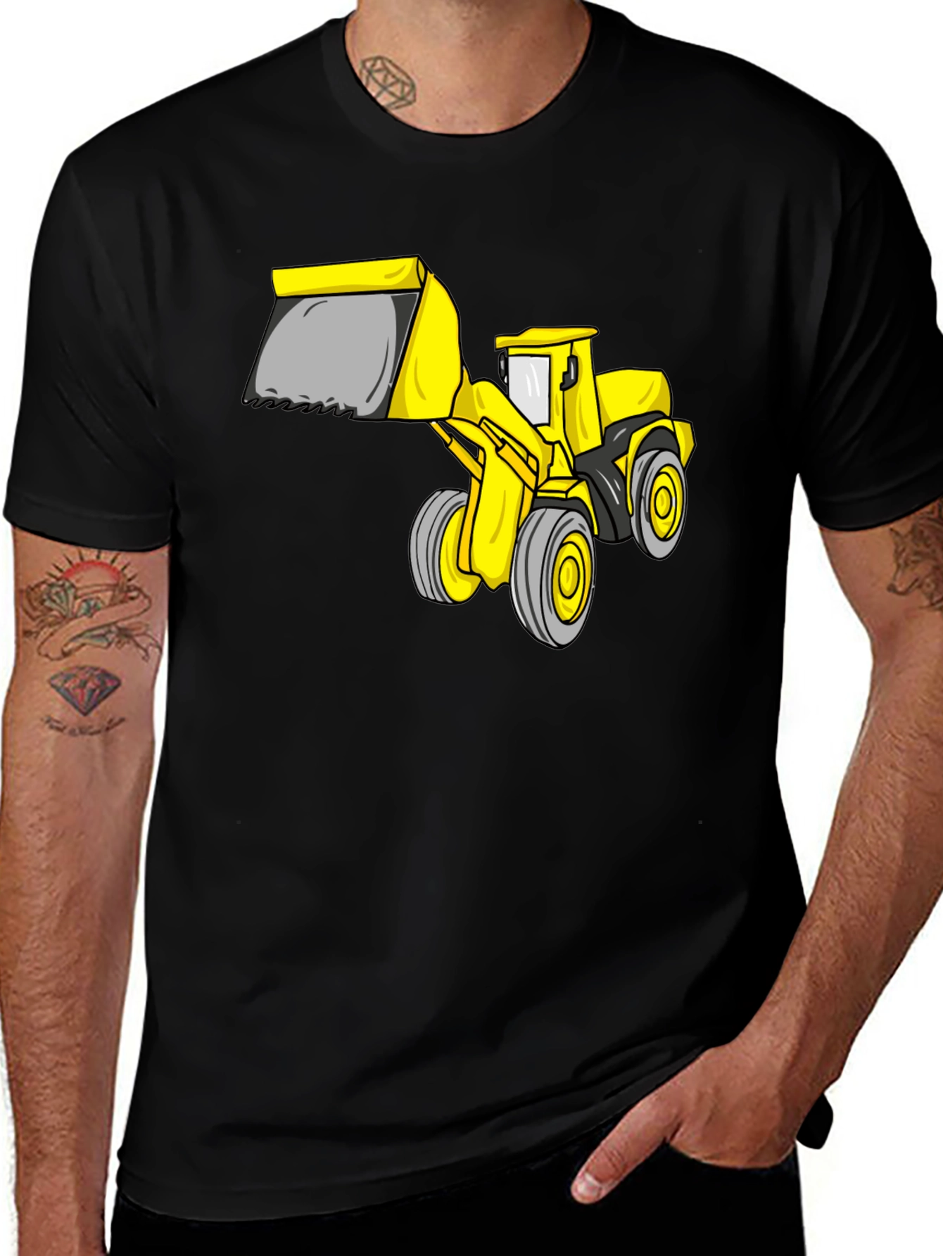Variant 6 of Bulldozer Graphic Tee - Black Cotton T-Shirt