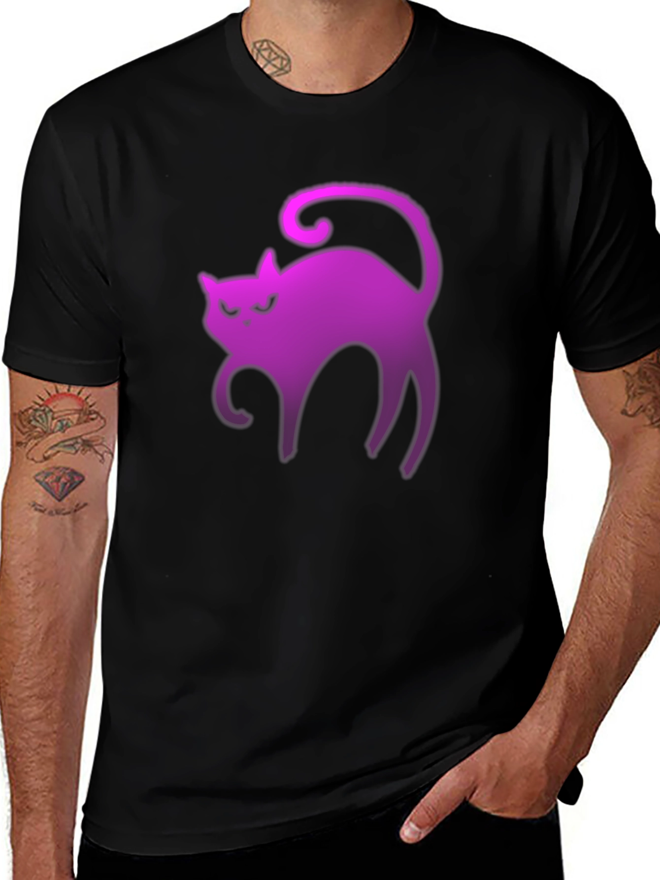 Variant 17 of Neon Cat Graphic Tee - Spooky Vibes