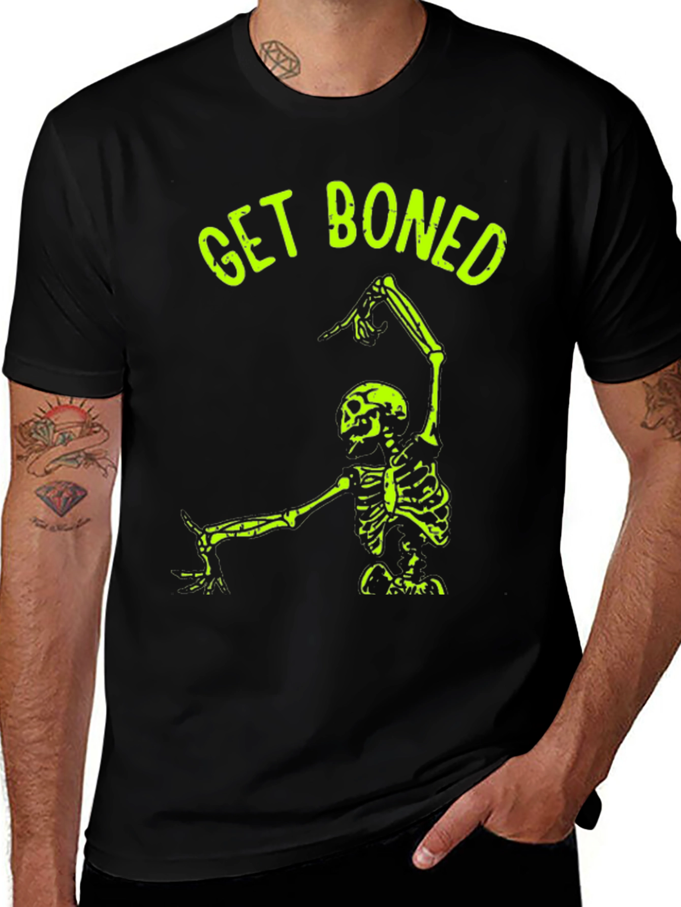 Variant 17 of Get Boned Skeleton Graphic Tee - Black