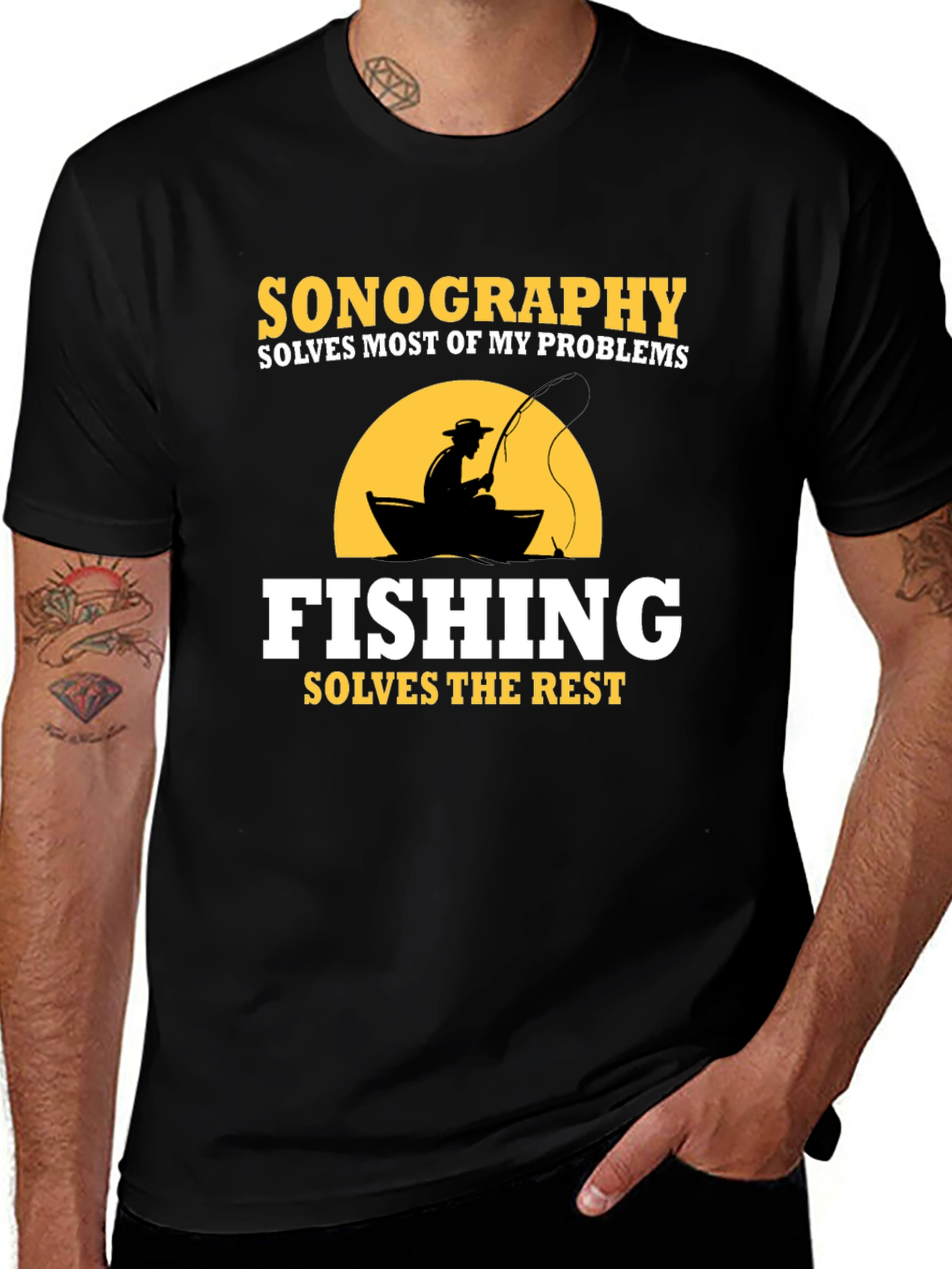 Variant 17 of Sonography & Fishing T-Shirt - Problem Solver Tee