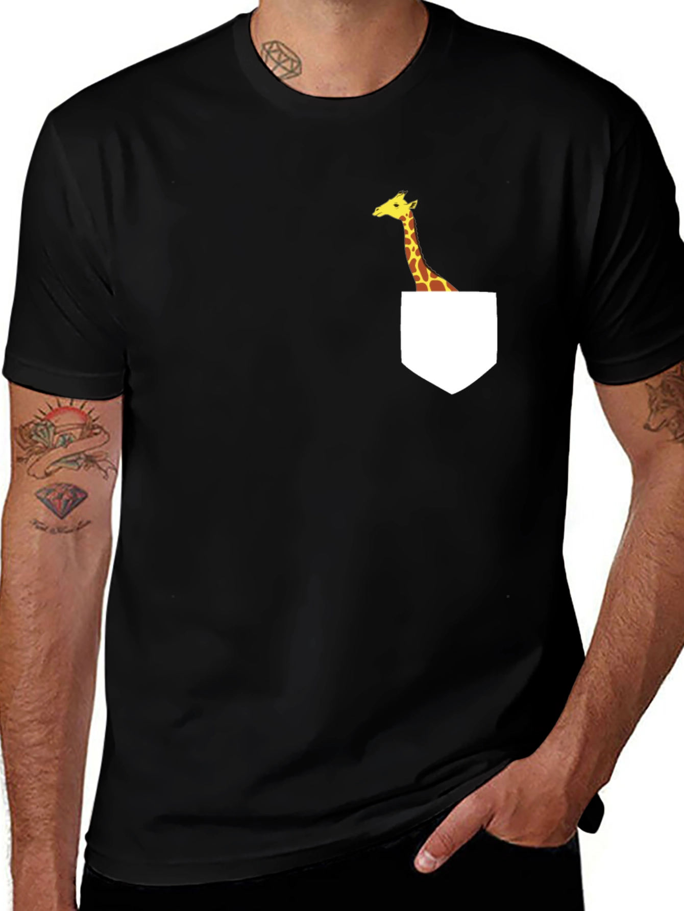 Variant 18 of Giraffe Pocket T-Shirt - Fun Graphic Tee