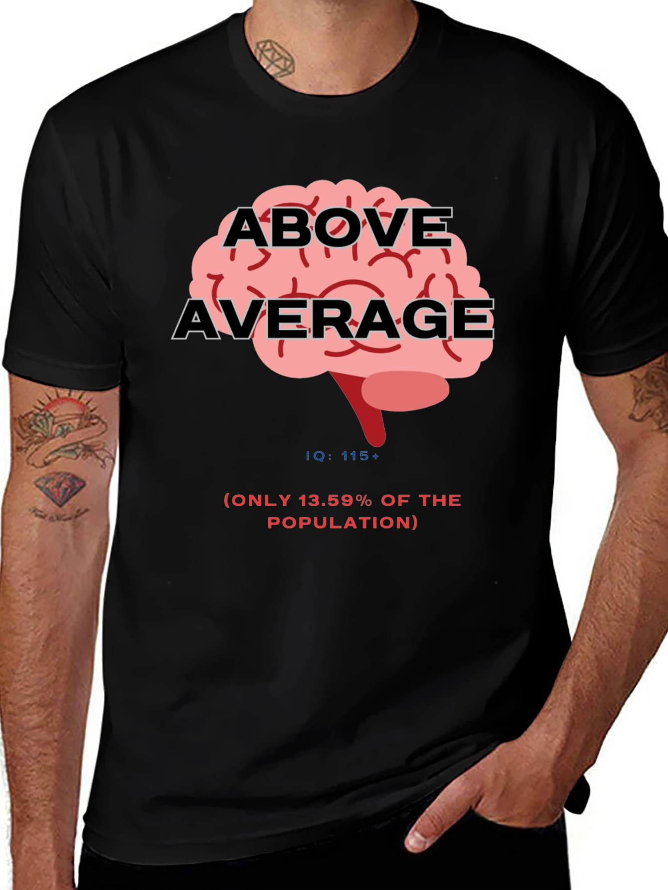 Variant 21 of Above Average IQ Brain Graphic Tee - Black