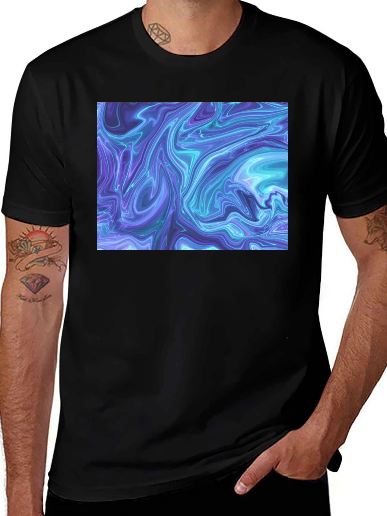 Variant 17 of Abstract Marble Print Black T-Shirt