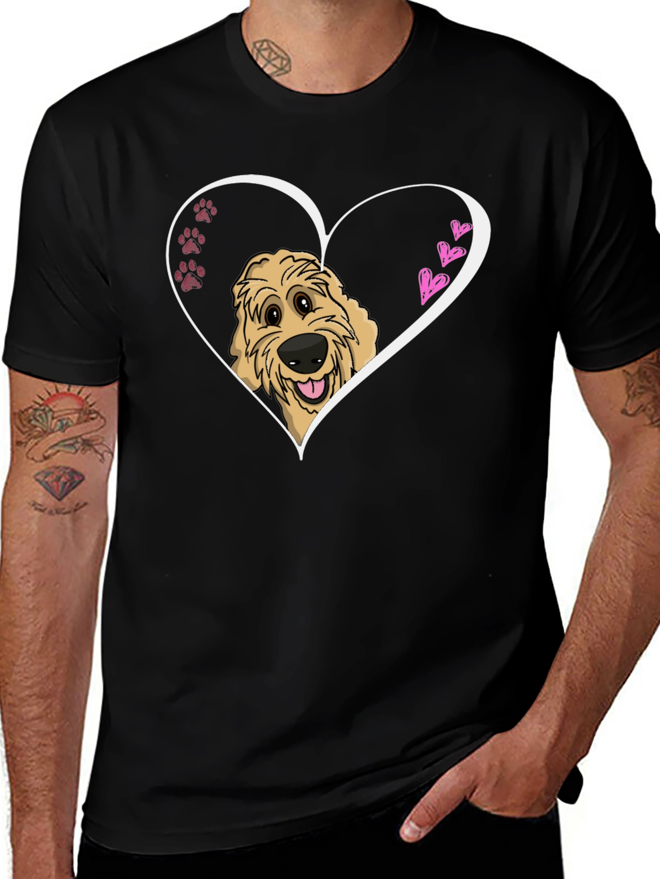 Variant 18 of Dog Heart Graphic Black T-Shirt