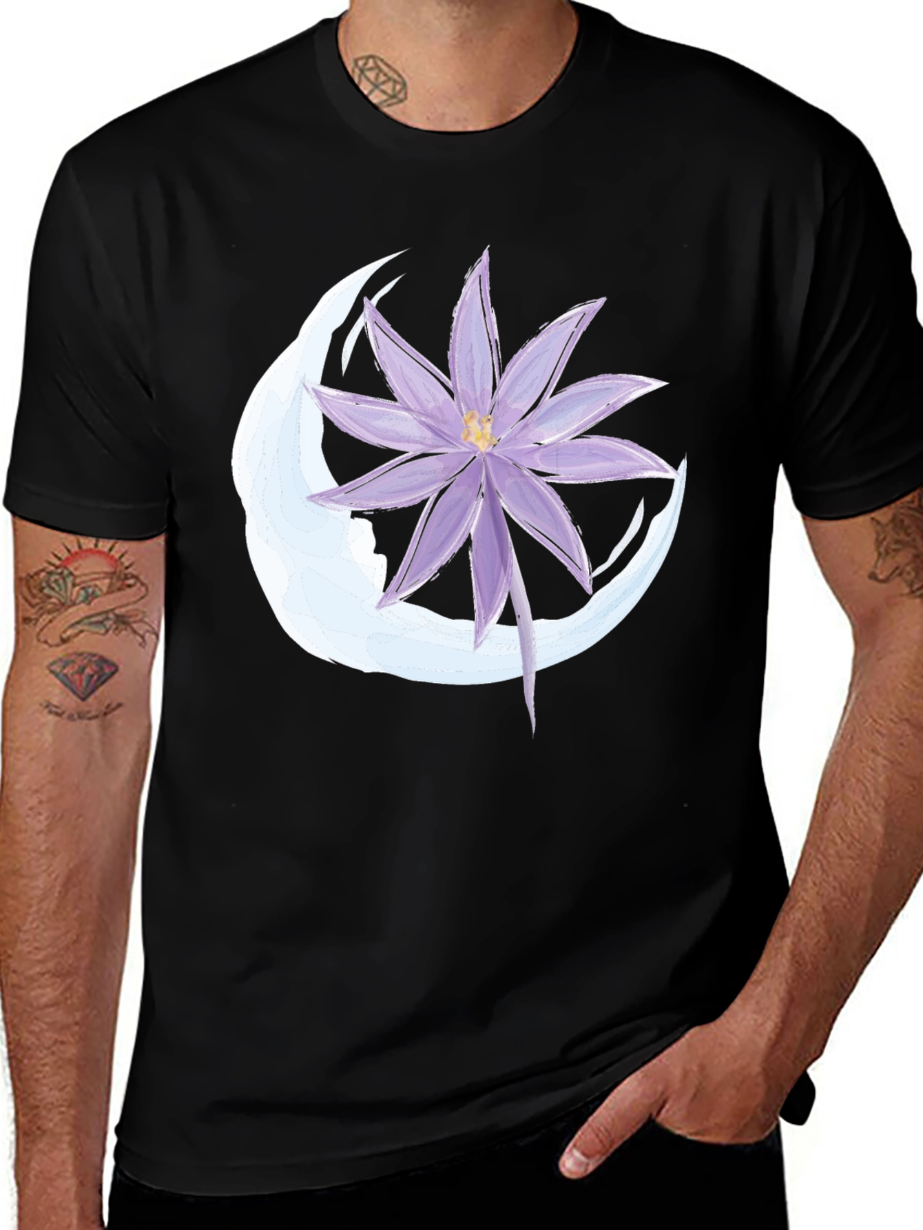 Variant 24 of Moonflower Graphic Tee - Stylish Black T-Shirt