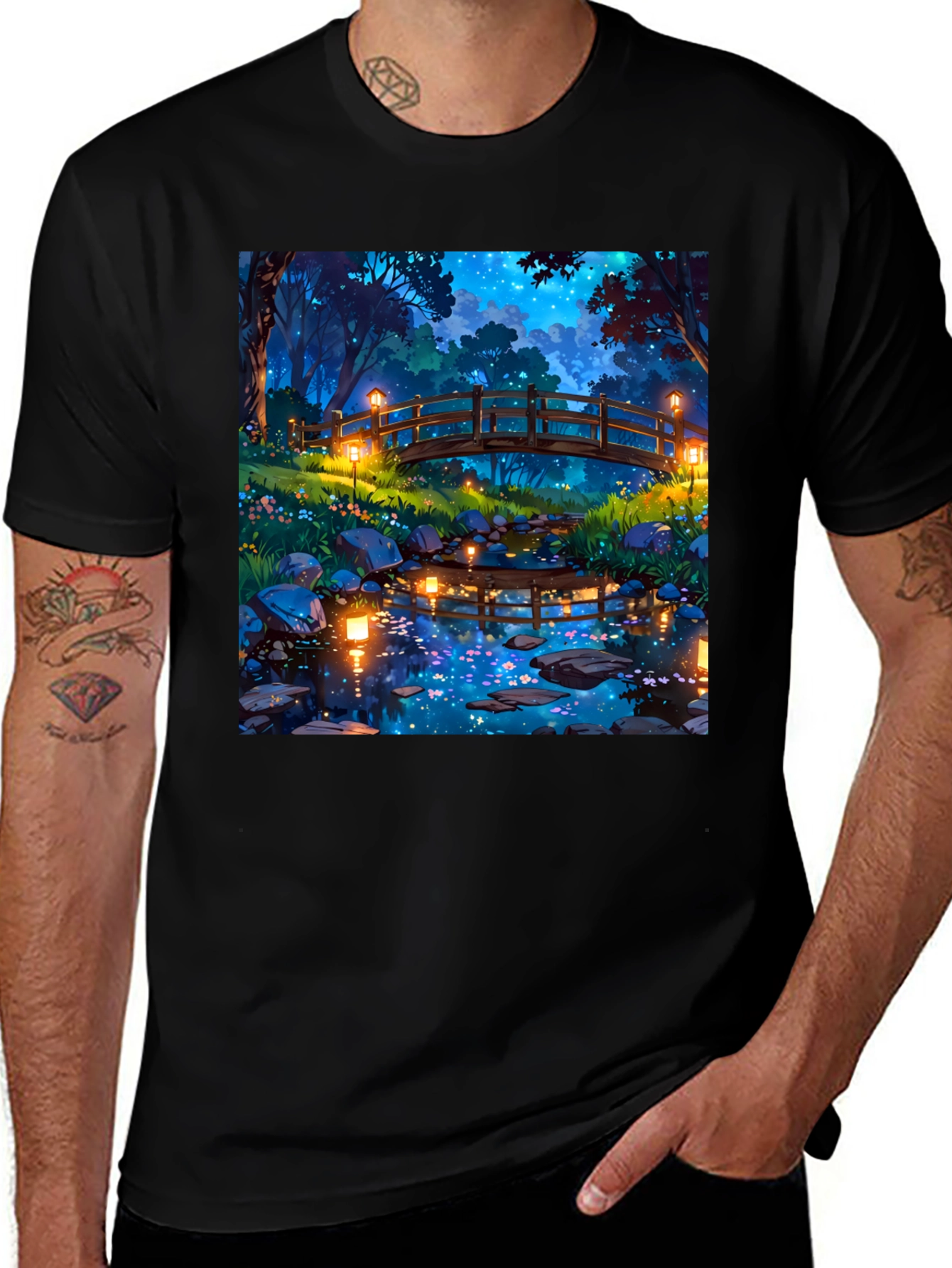 Variant 8 of Enchanted Evening T-Shirt - Nature Bridge Design