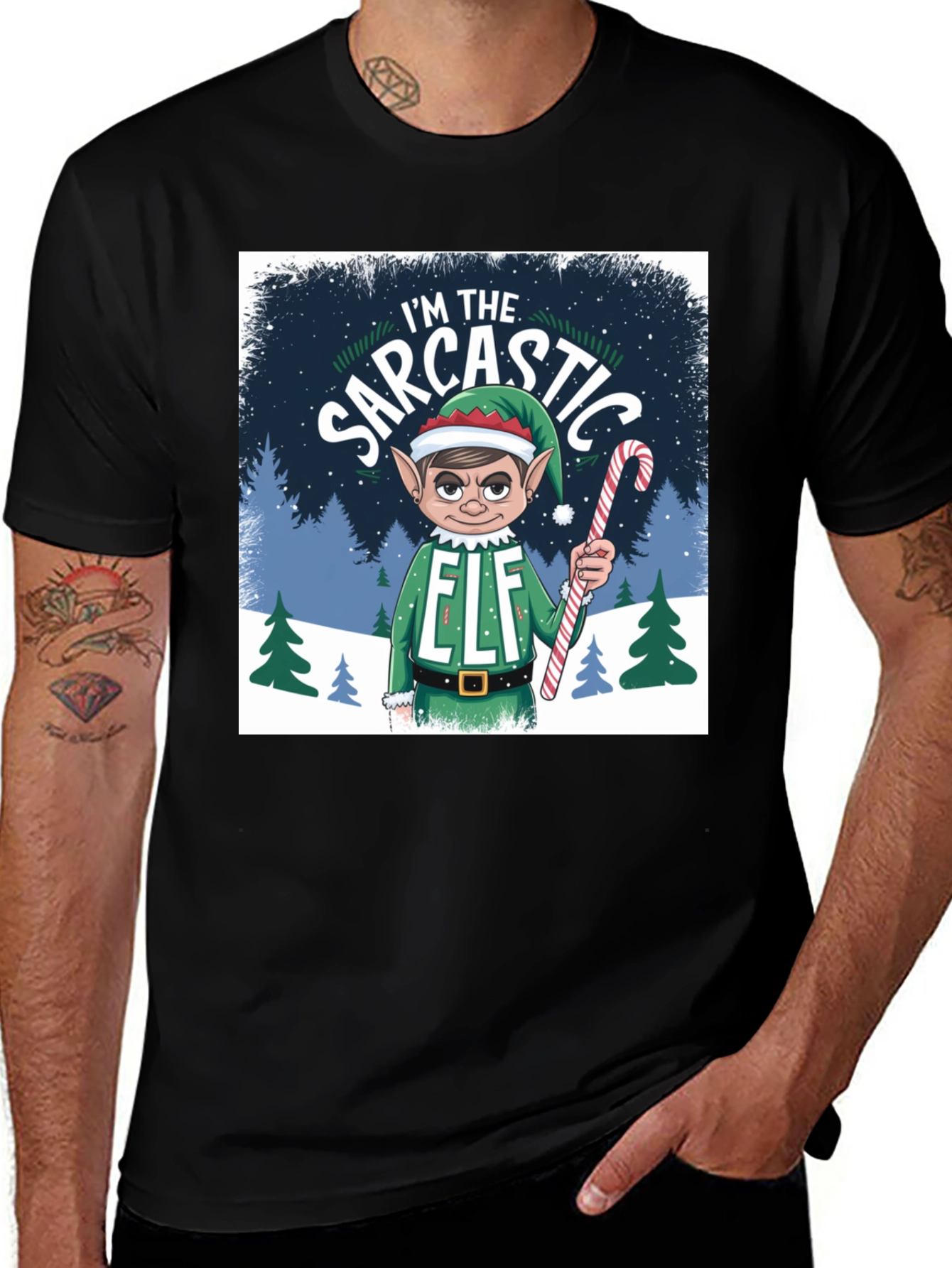 Variant 25 of Sarcastic Elf Holiday T-Shirt