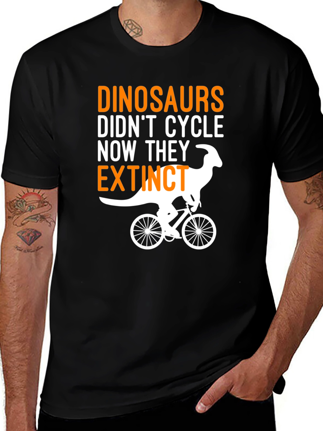 Dinosaurs Didn't Cycle T-Shirt - Extinction Humor Tee