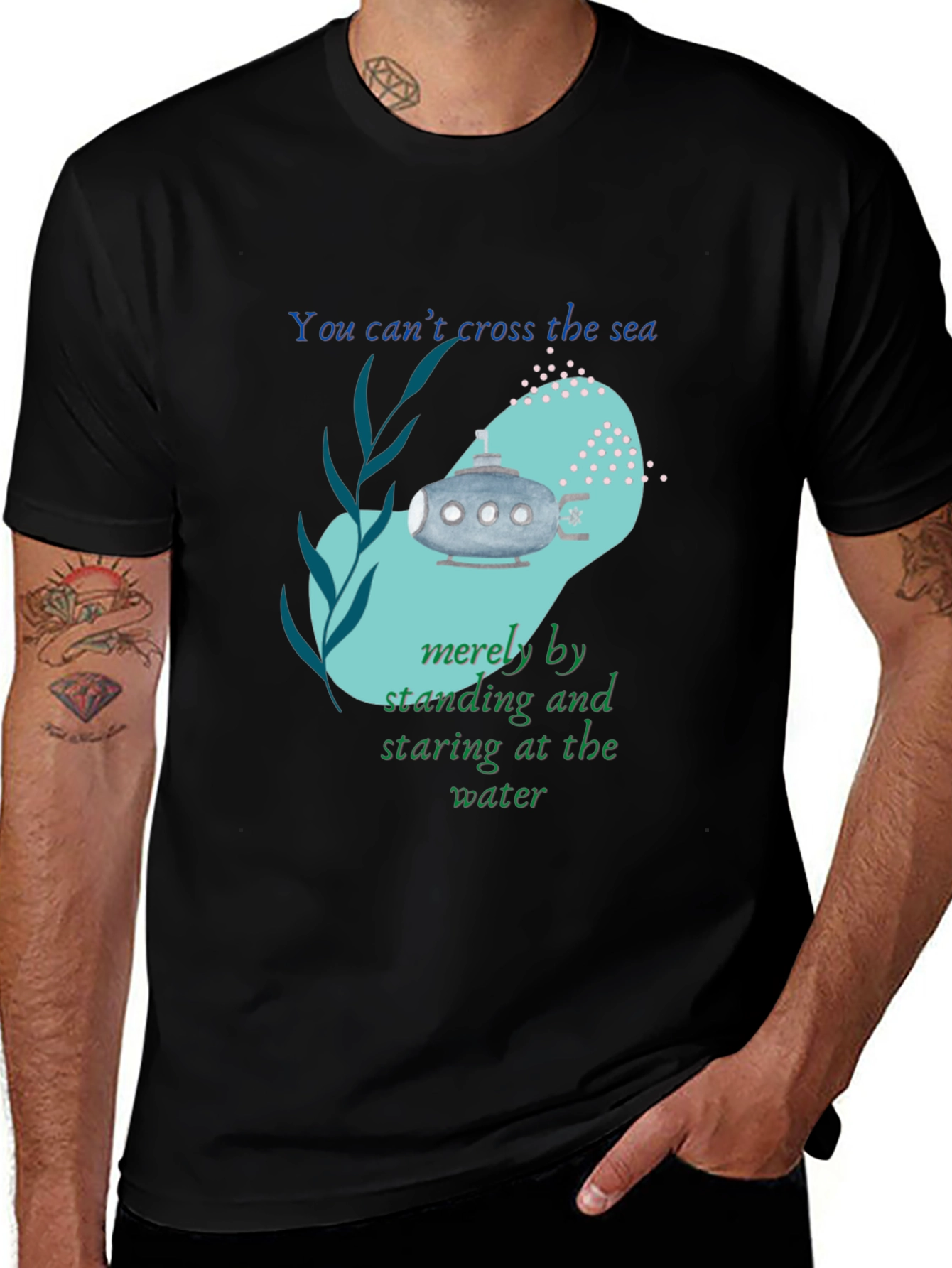 Variant 19 of Inspirational Submarine Tee - Cross the Sea Design