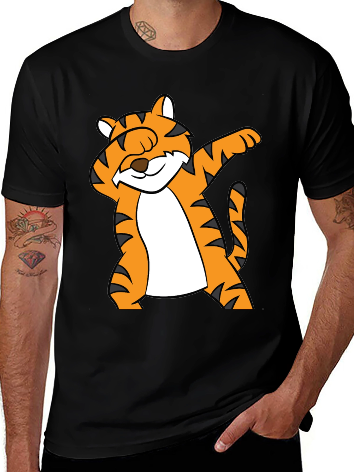 Variant 10 of Dabbing Tiger Graphic T-Shirt - Fun Animal Tee