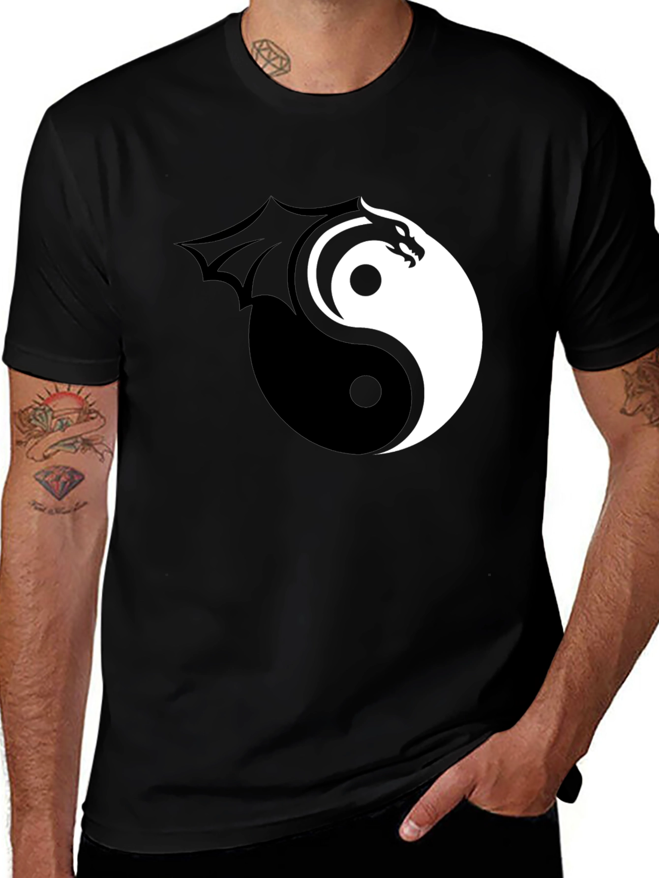Variant 29 of Yin Yang Dragon Graphic T-Shirt - Balance & Style