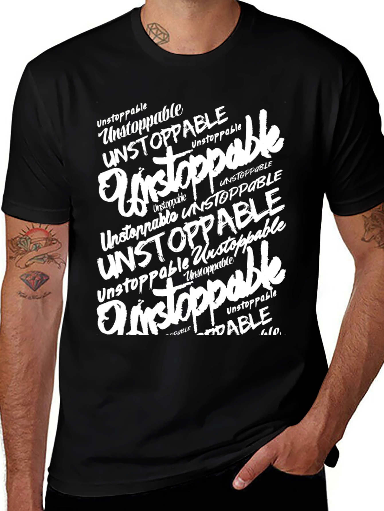Variant 22 of Unstoppable Graphic Print Black T-Shirt
