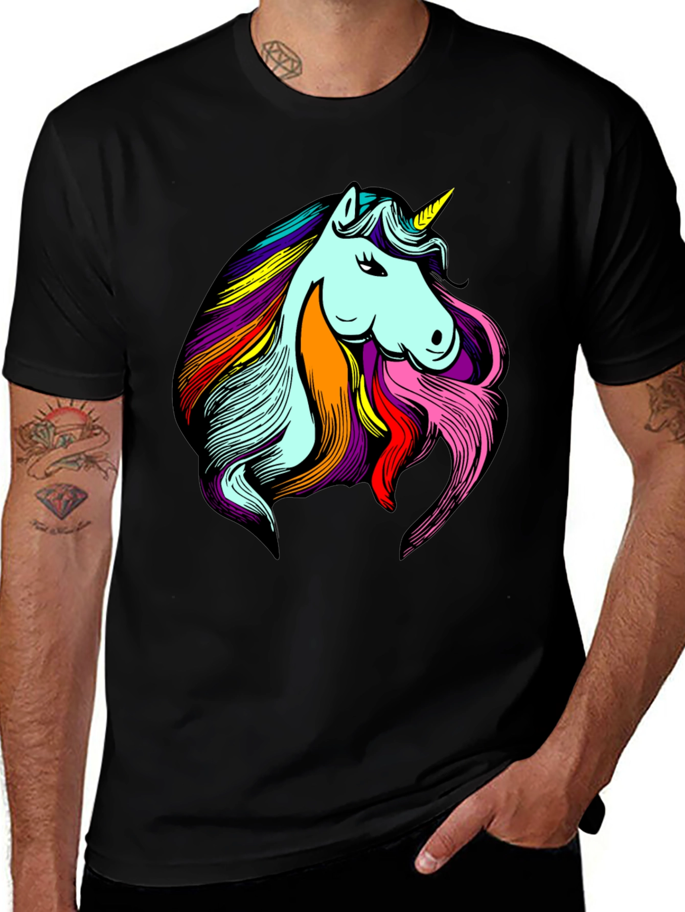 Variant 22 of Unicorn Graphic Tee - Men's Black T-Shirt