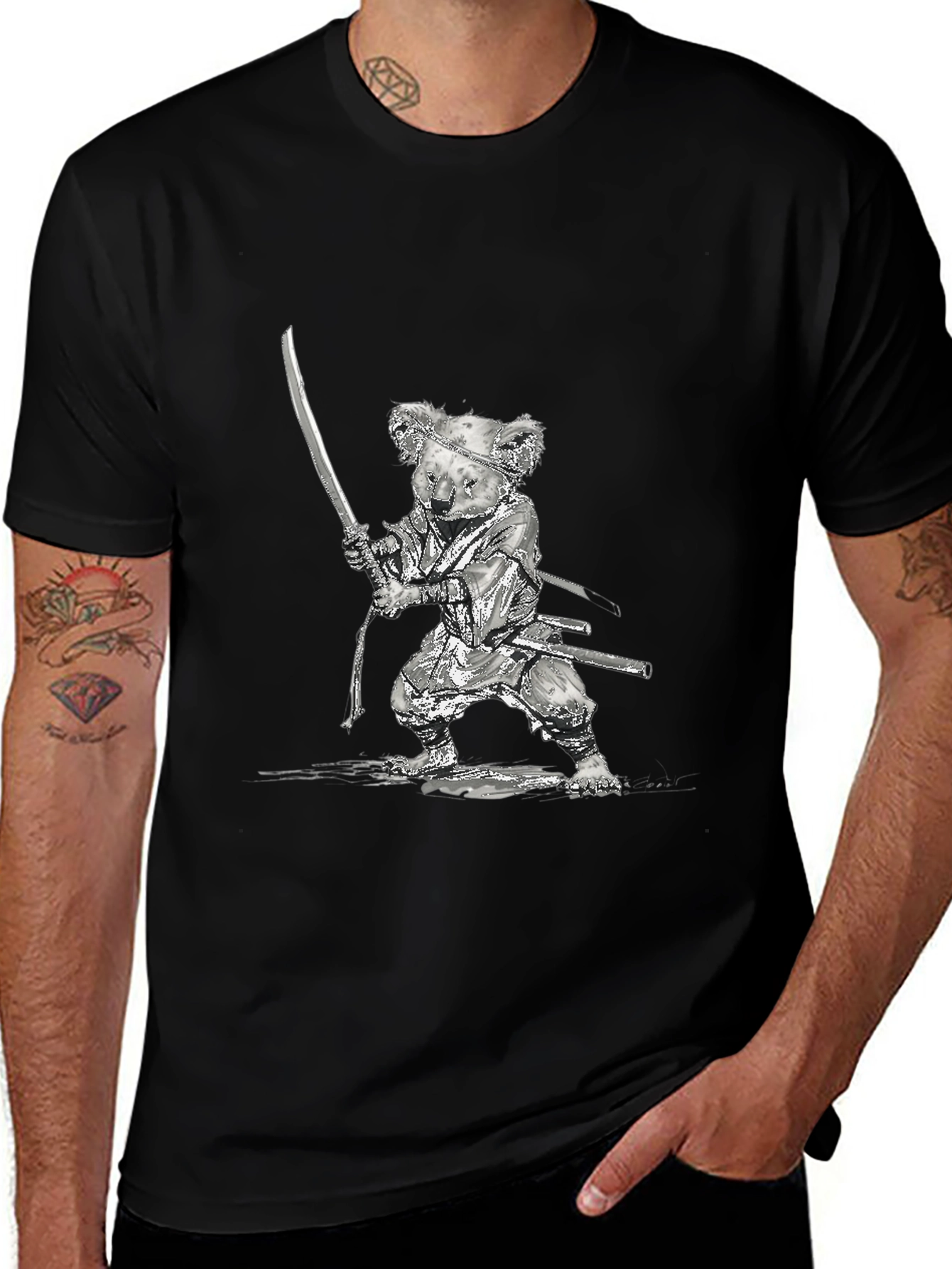Variant 8 of Koala Samurai T-Shirt - Black