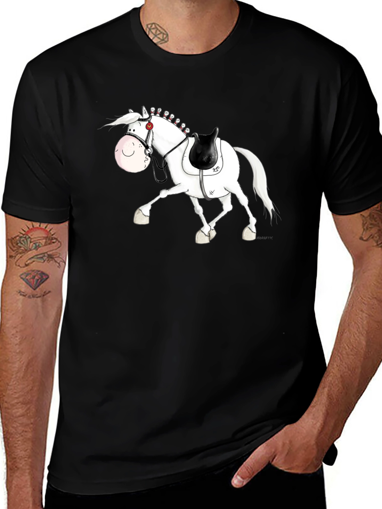 Variant 9 of Horse Cartoon Black T-Shirt