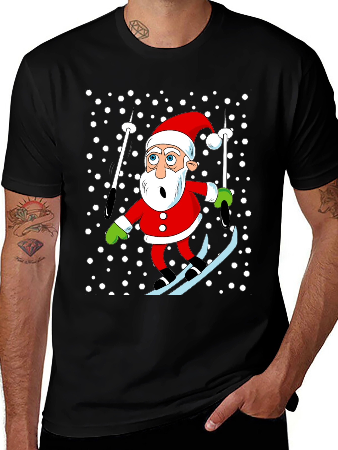 Variant 4 of Santa Skiing T-Shirt