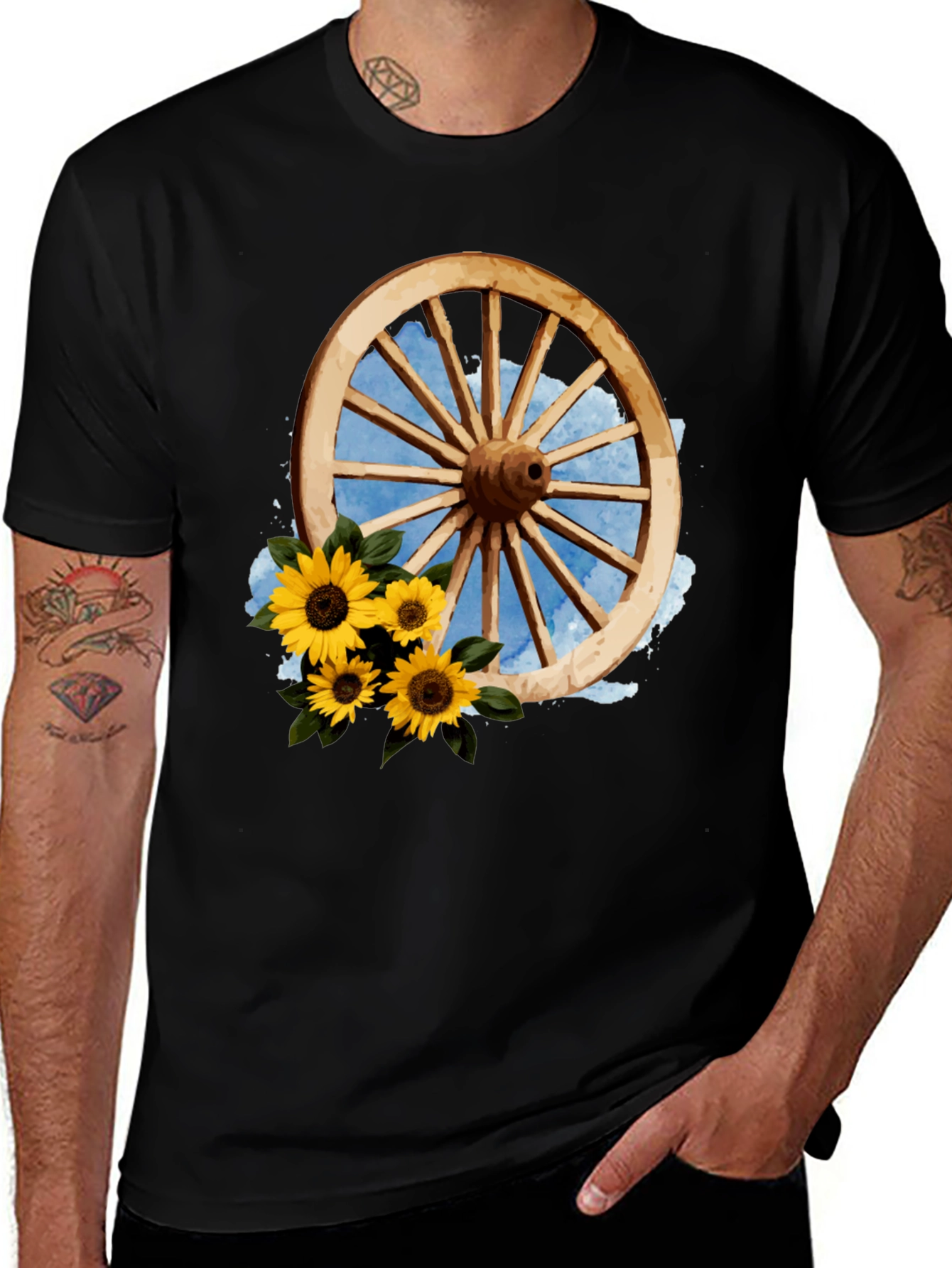 Variant 30 of Rustic Wheel & Sunflower Graphic Tee