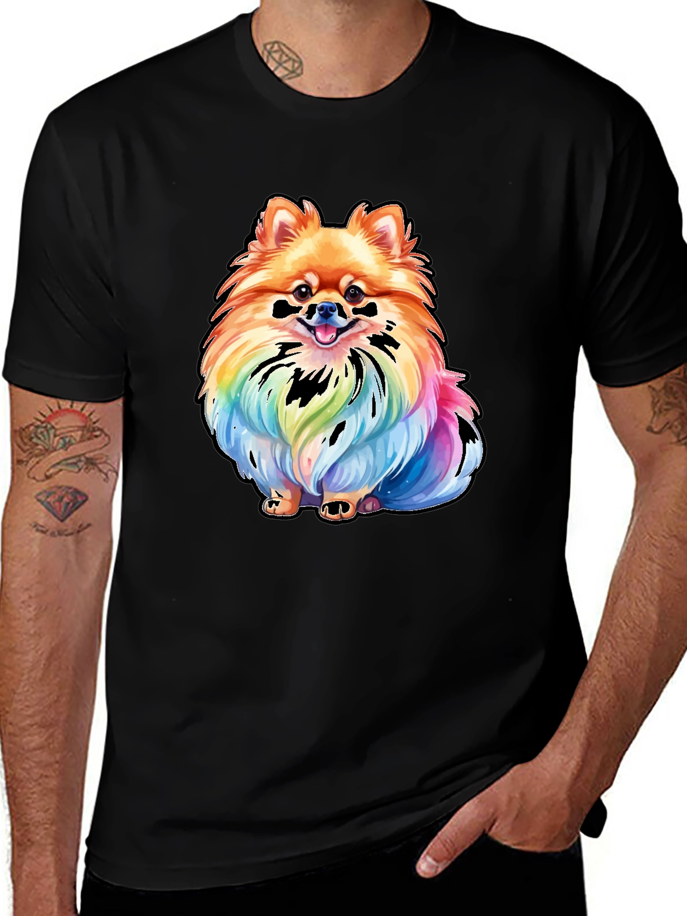 Rainbow Pomeranian Graphic Tee - Unique Dog Lover Gift