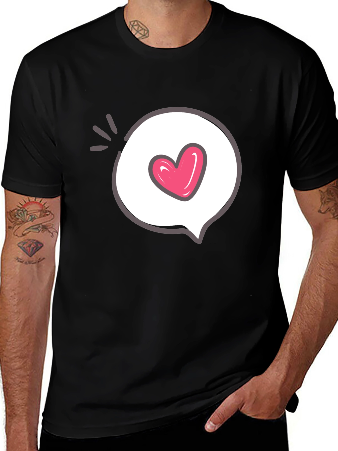 Variant 28 of Heart Talk Bubble Black T-Shirt