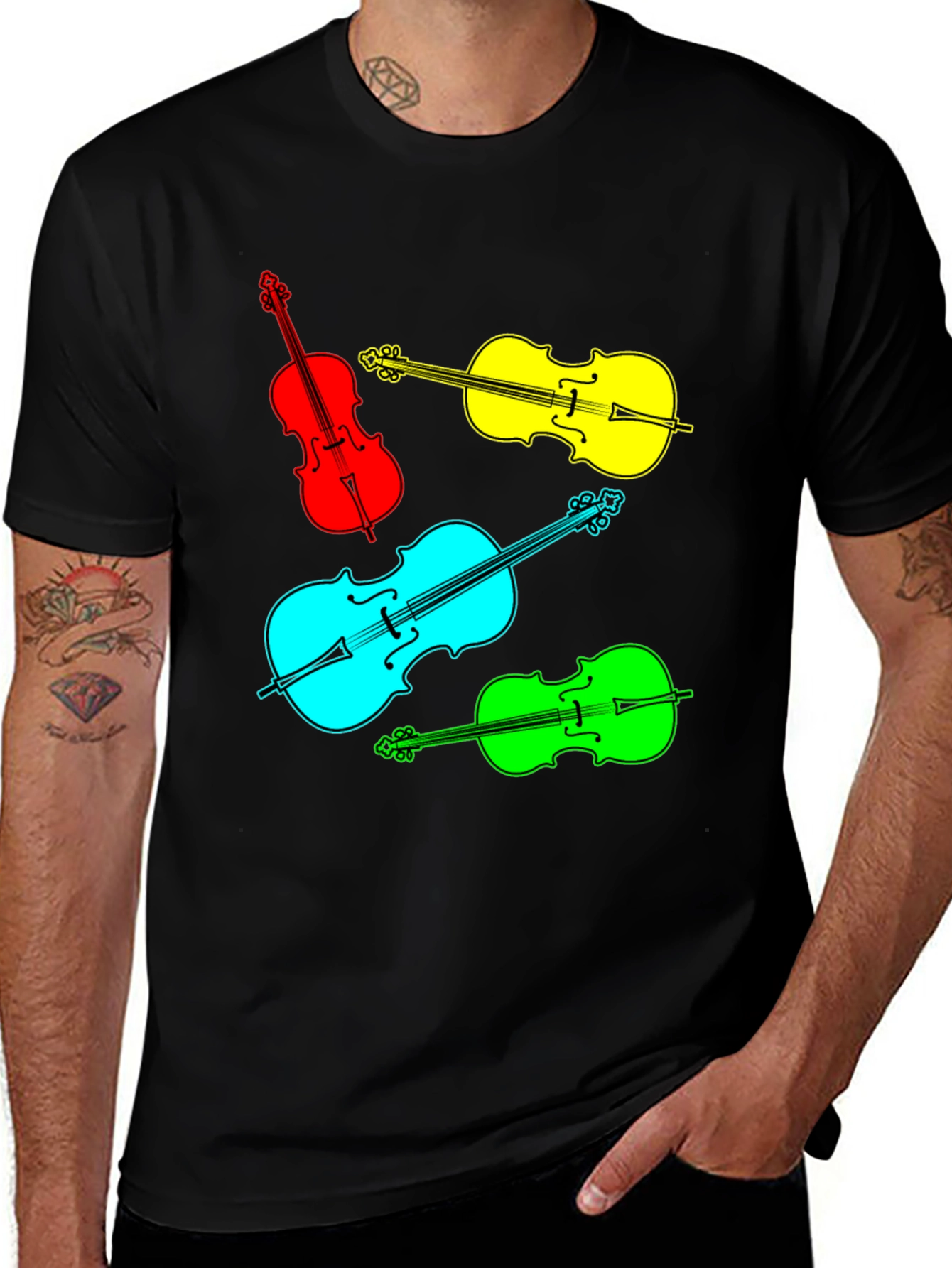 Variant 4 of Vibrant Violin Graphic Tee - Musical Statement