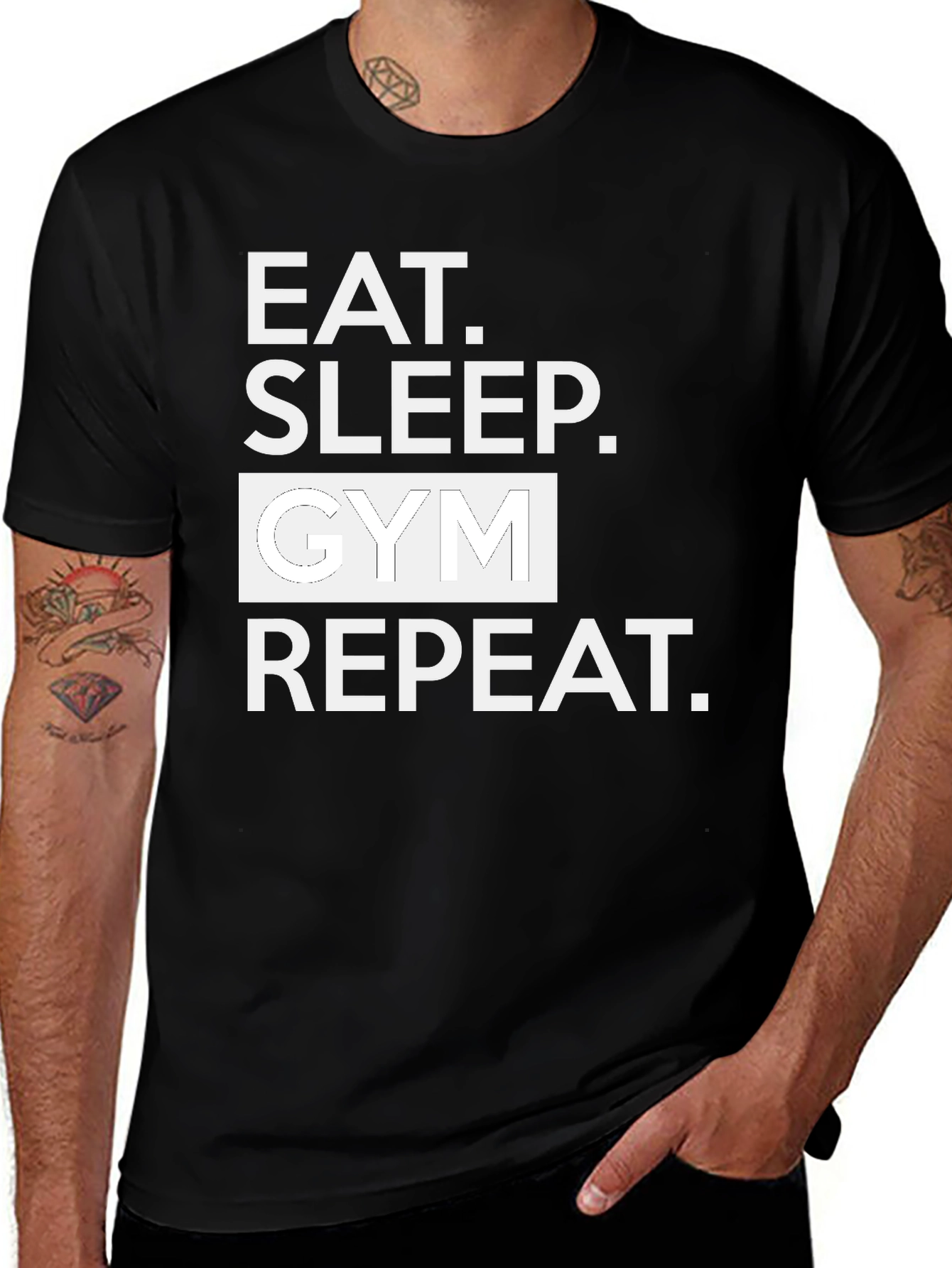 Variant 12 of Eat Sleep Gym Repeat Black T-Shirt