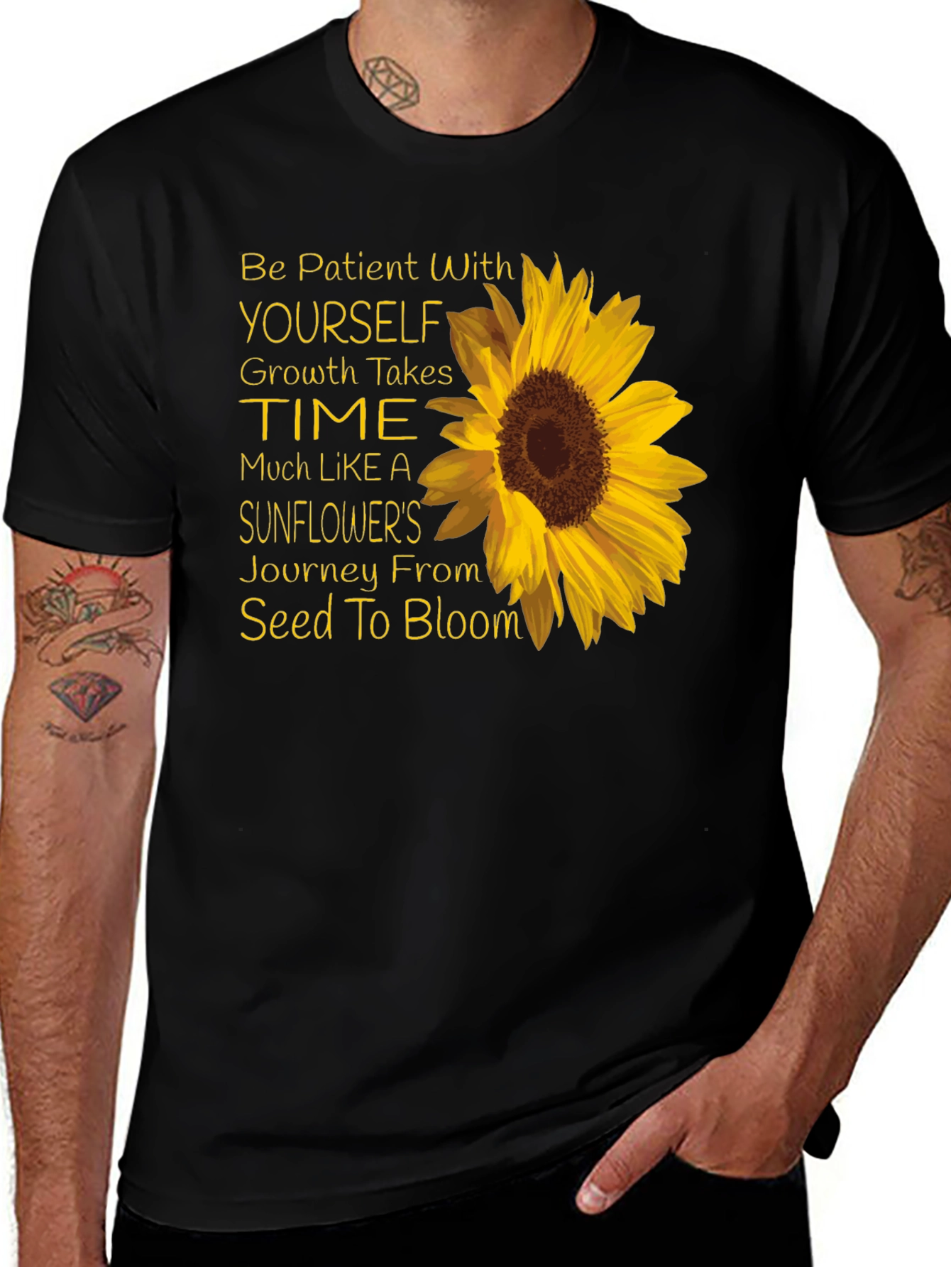 Variant 10 of Sunflower Inspirational T-Shirt - Growth Takes Time