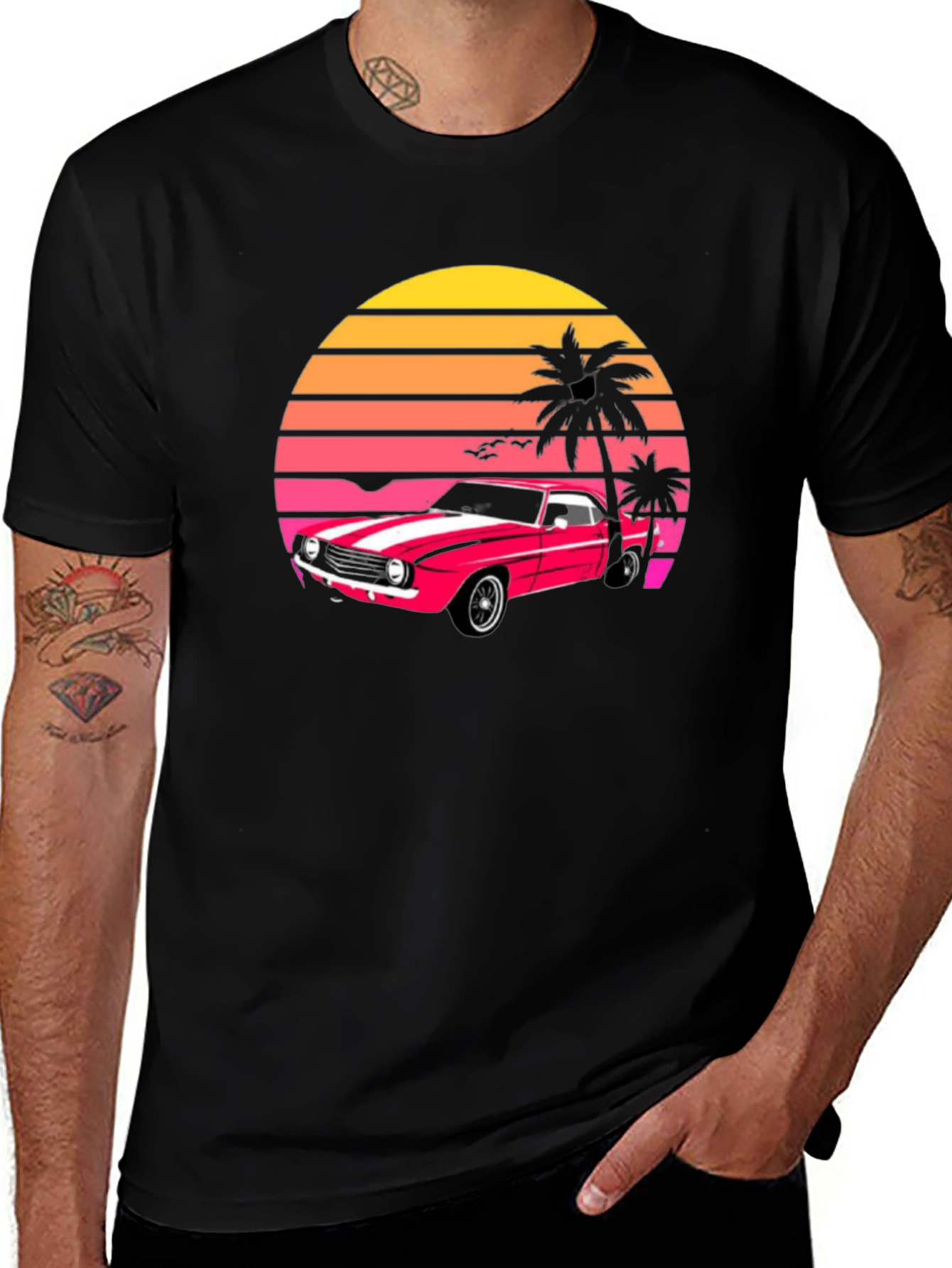 Variant 19 of Retro Sunset Car Graphic T-Shirt