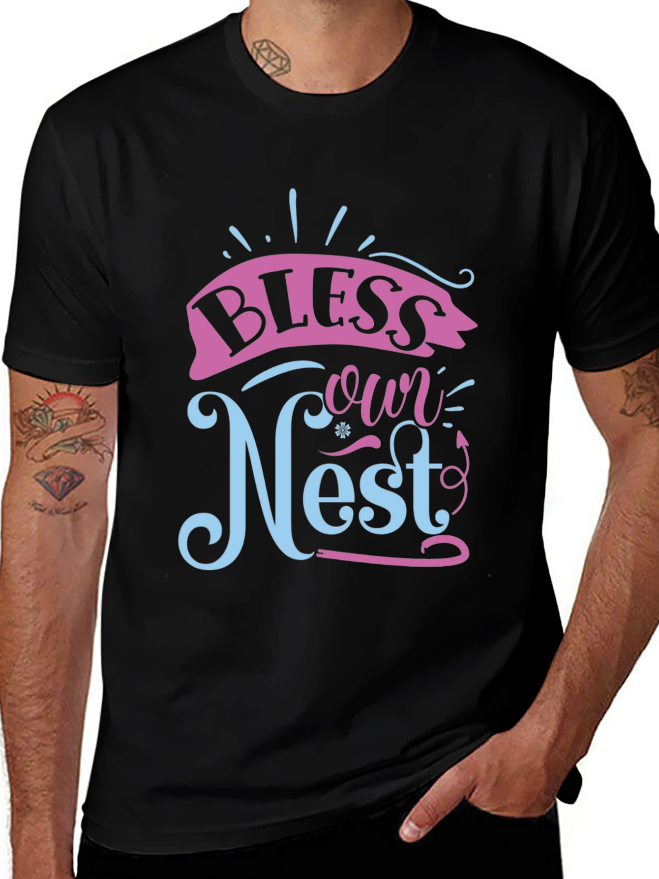 Black Bless Our Nest Graphic Tee main image