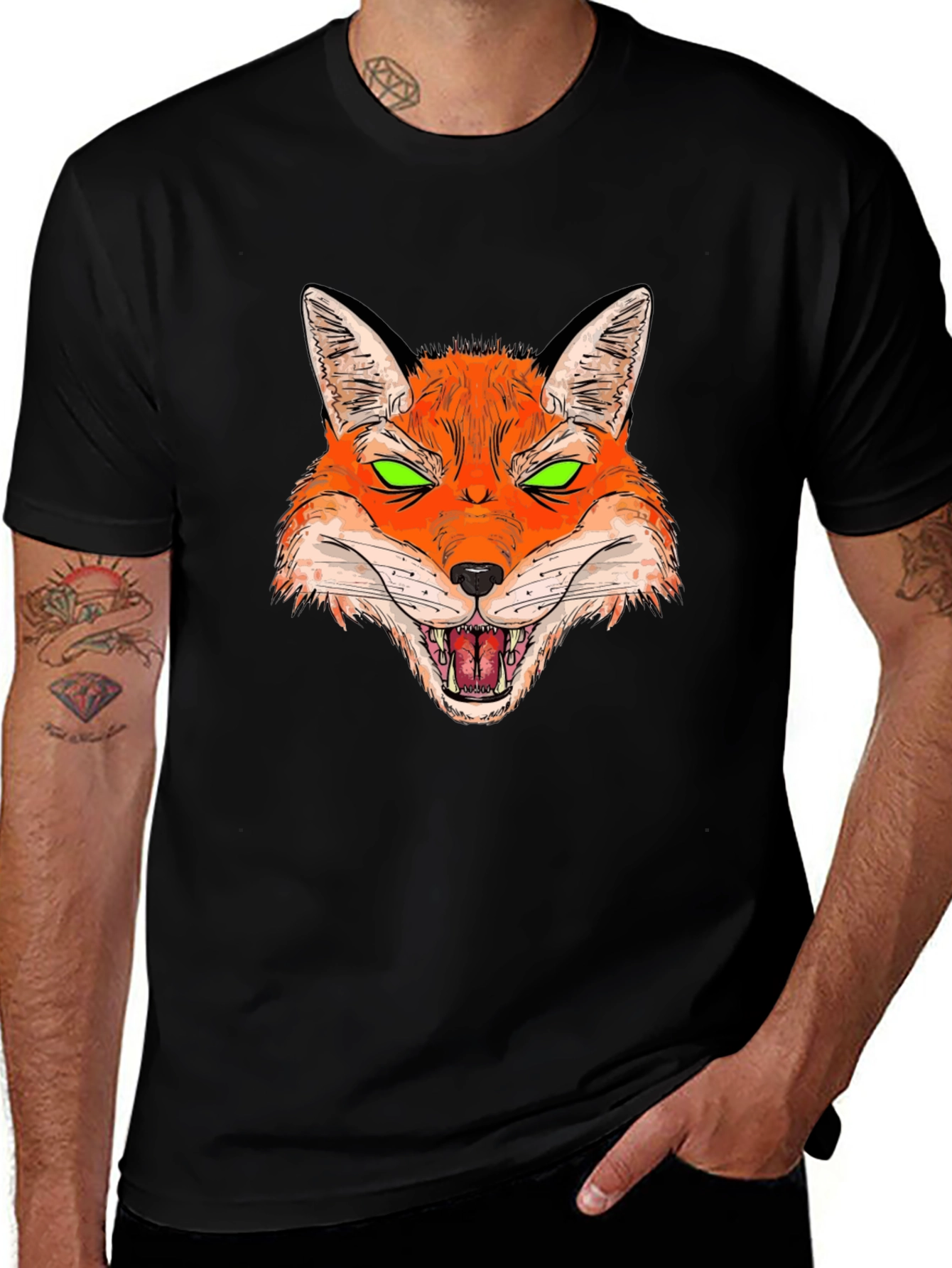 Variant 25 of Fox Graphic Print Black T-Shirt