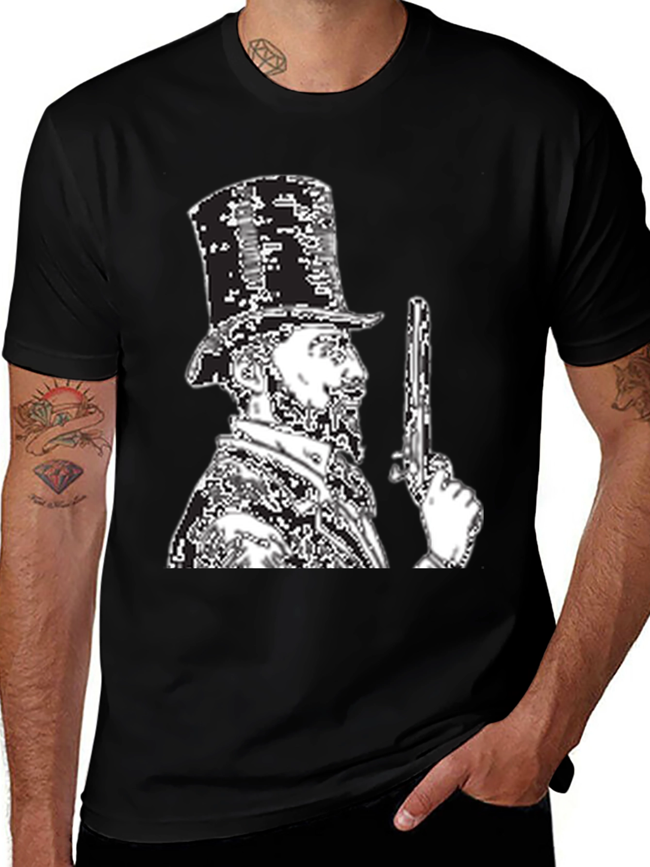 Variant 27 of Retro Lincoln Graphic Tee - Black Cotton Blend