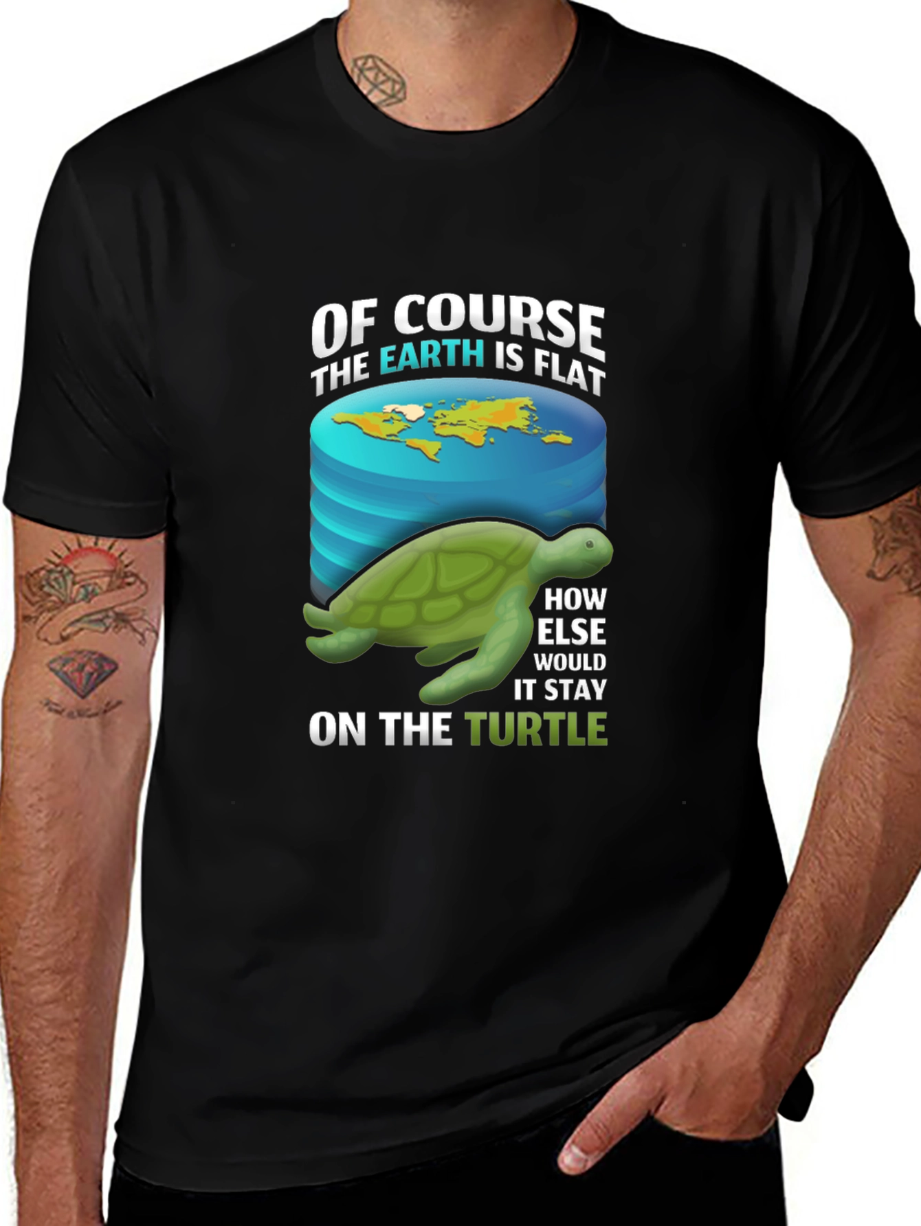 Variant 5 of Flat Earth Turtle T-Shirt