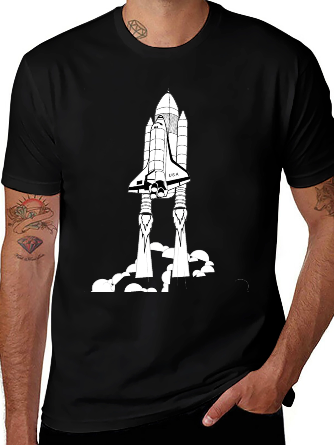 Variant 22 of Space Shuttle Launch Black T-Shirt